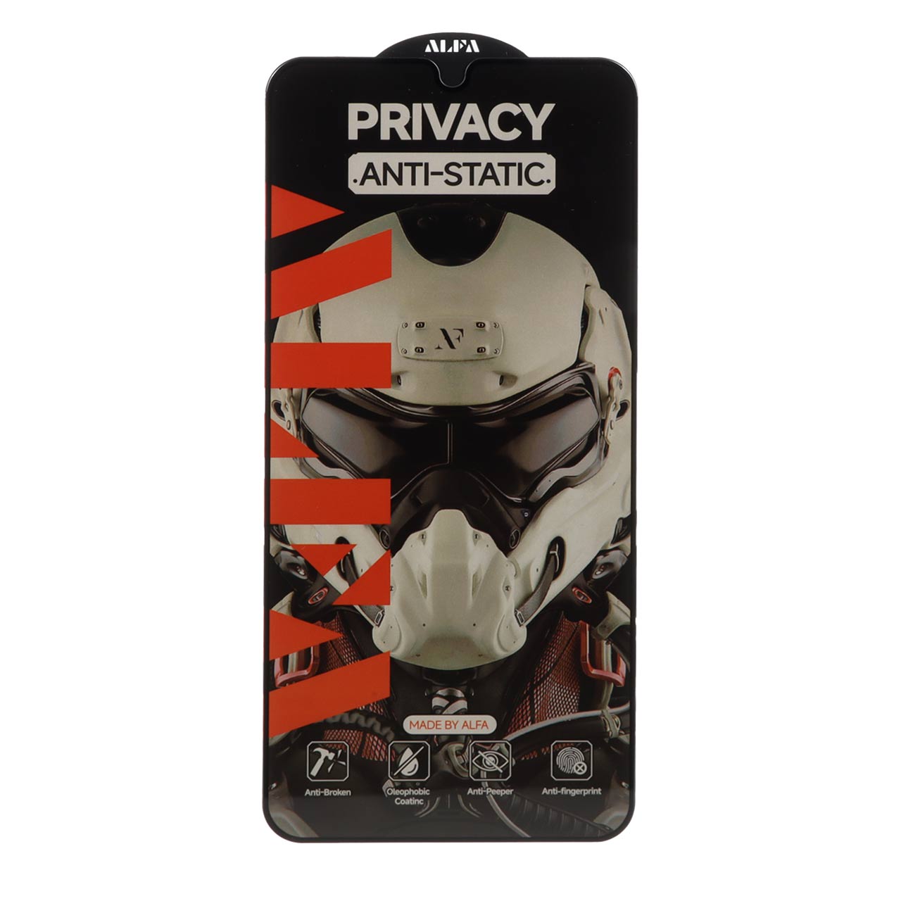 محافظ صفحه نمایش شیشه ای Full Cover ALFA Anti Static Privacy مدل Samsung Galaxy A17 / A16 / A26 (بدون پک)