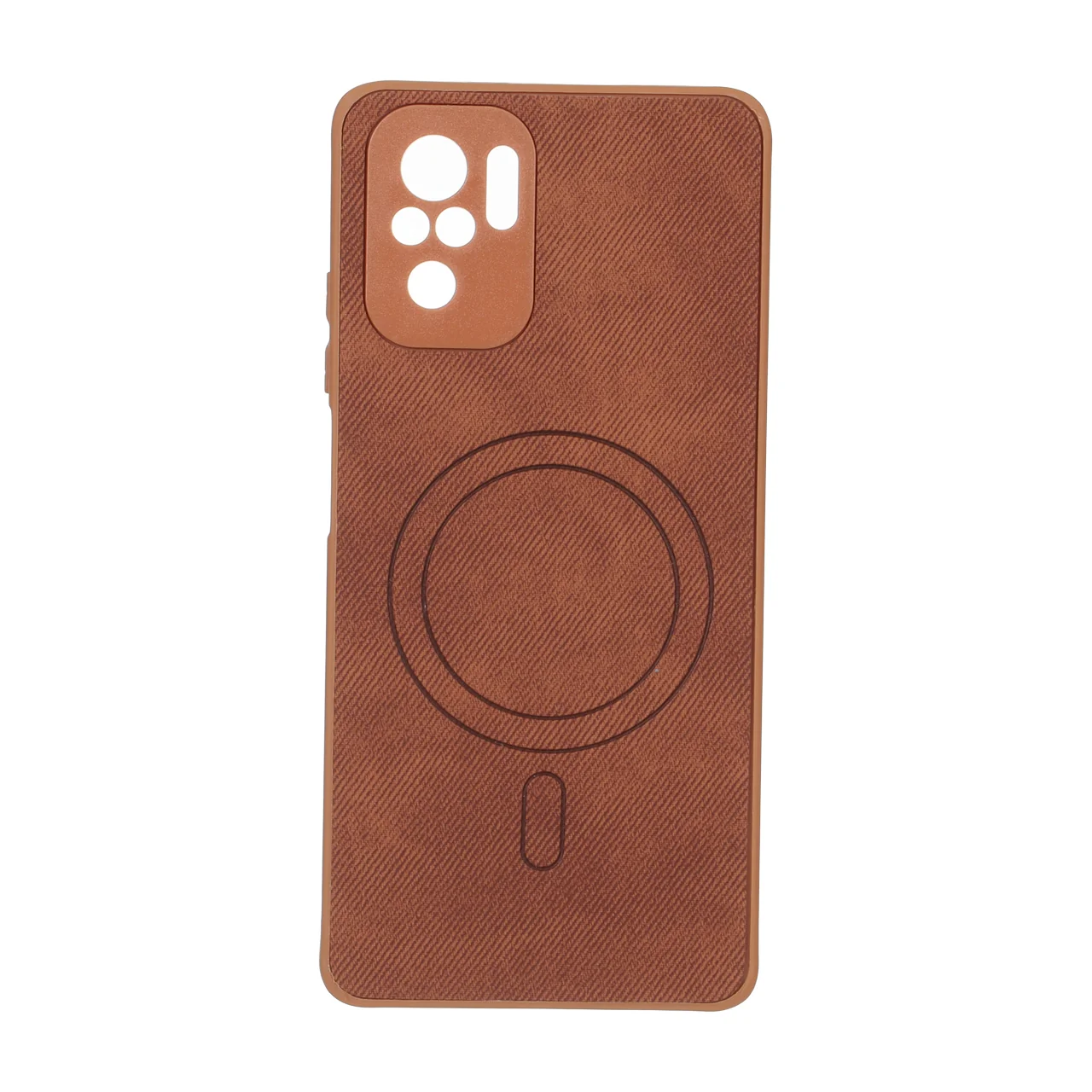 قاب پارچه ای طرح مگ سیف محافظ لنزدار Xiaomi Redmi Note 10 4G / Redmi Note 10S / Poco M5S - قهوه ای