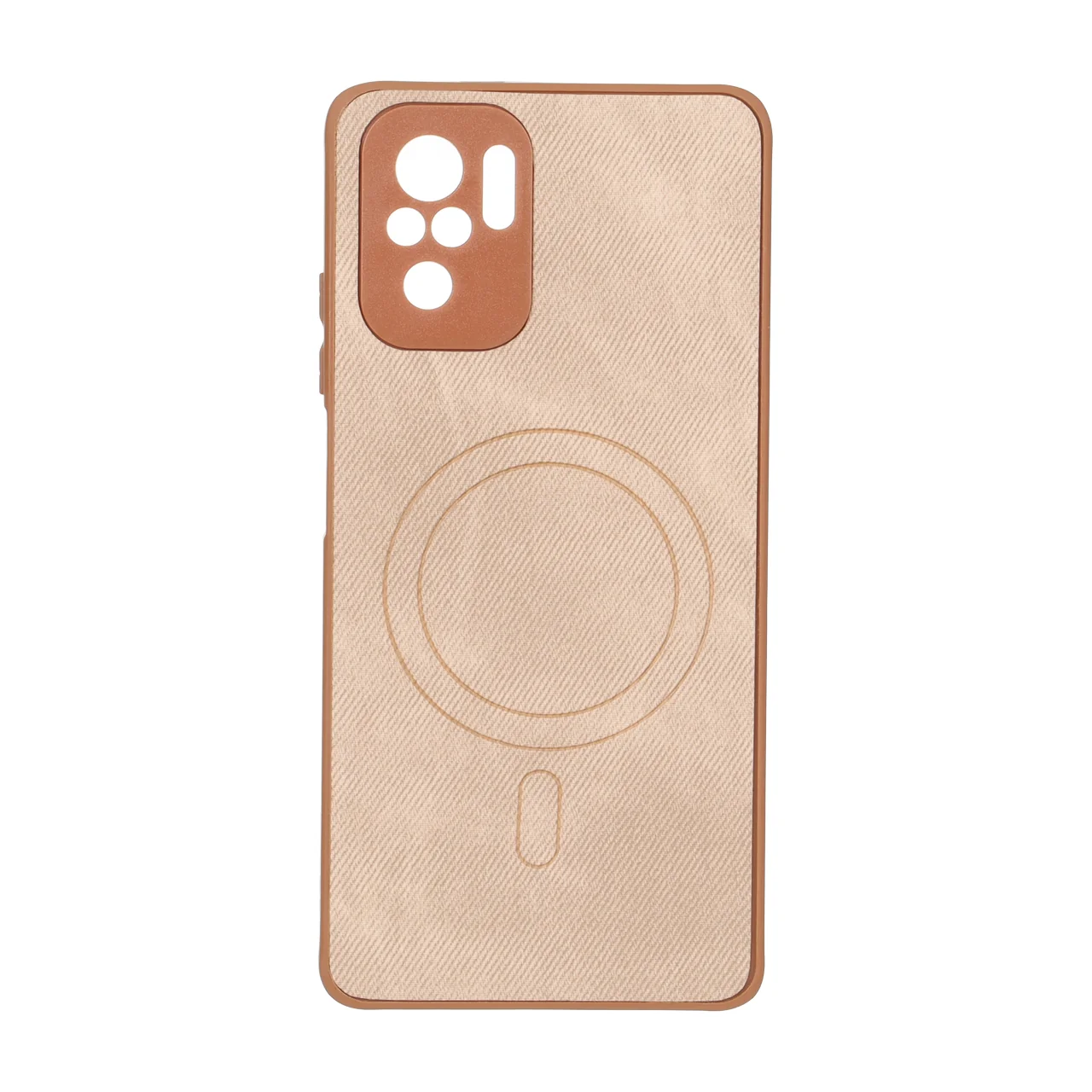 قاب پارچه ای طرح مگ سیف محافظ لنزدار Xiaomi Redmi Note 10 4G / Redmi Note 10S / Poco M5S - عسلی