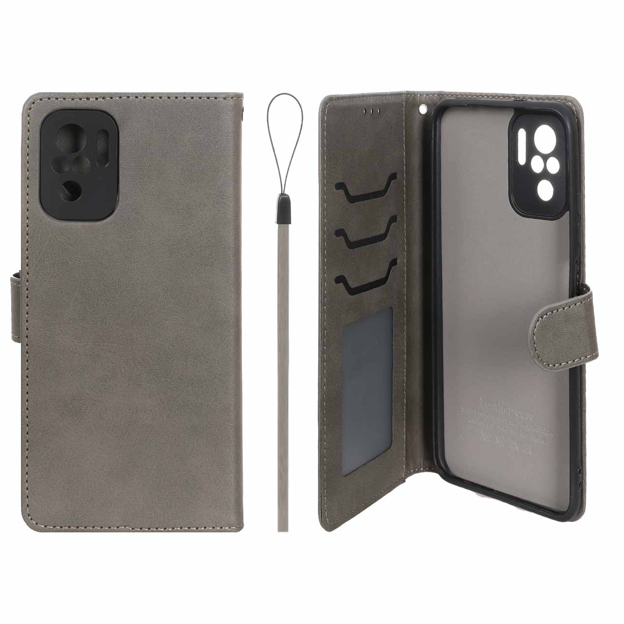 کیف موبایل مگنتی درجه یک داخل خز MNC Plus مدل Xiaomi Redmi Note 10 4G / Redmi Note 10S / Poco M5S - خاکستری