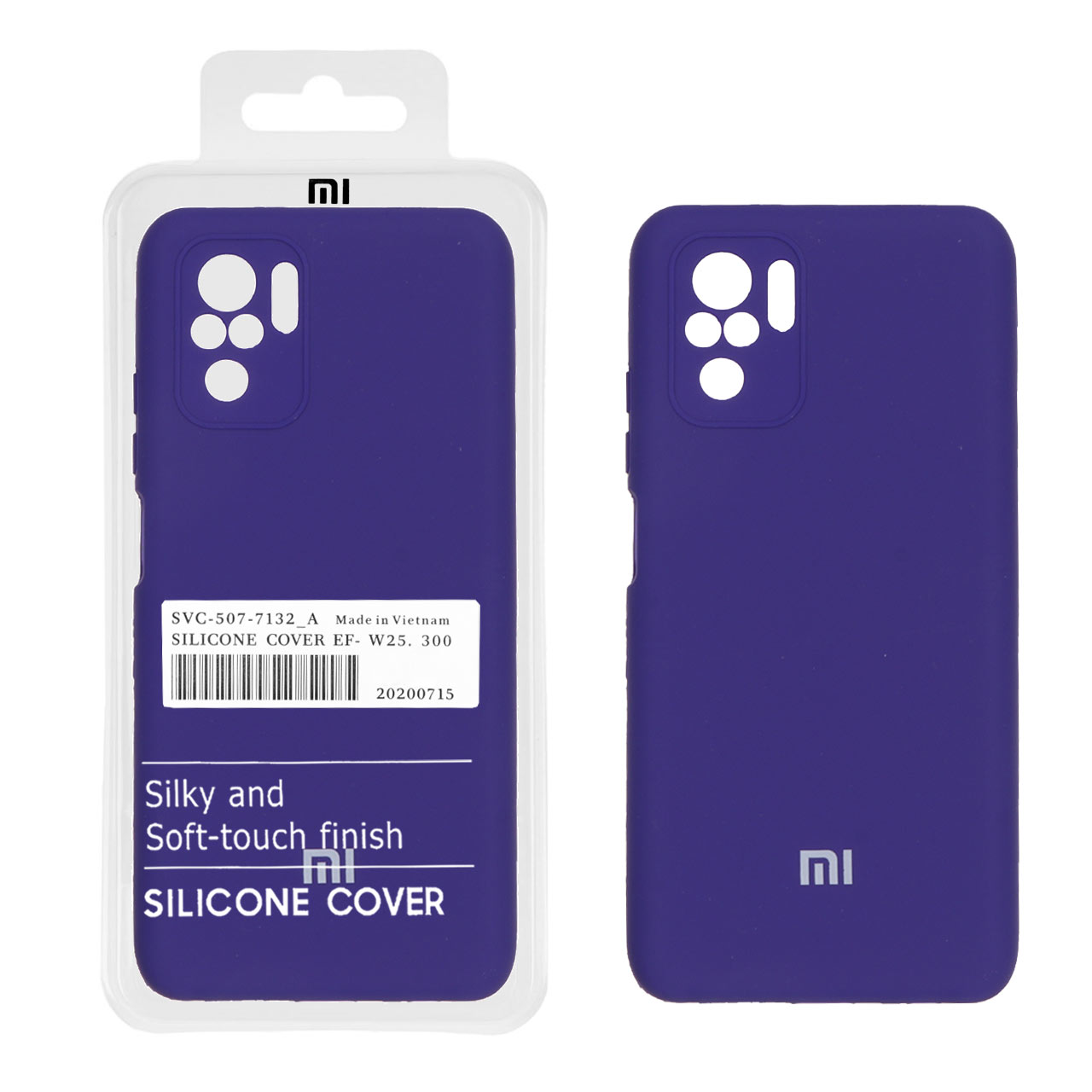 قاب سیلیکونی پاک کنی اورجینال درجه یک Xiaomi Redmi Note 10 4G / Redmi Note 10S / Poco M5S - بنفش تیره (پک دار)