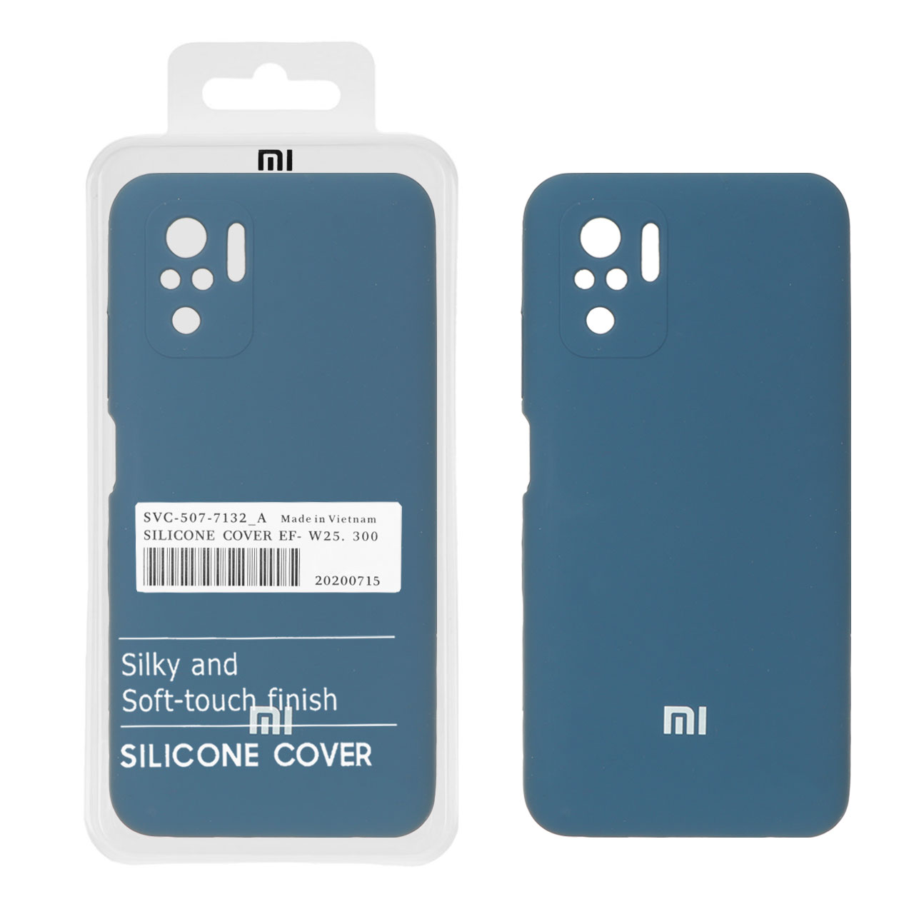 قاب سیلیکونی پاک کنی اورجینال درجه یک Xiaomi Redmi Note 10 4G / Redmi Note 10S / Poco M5S - آبی تیره (پک دار)