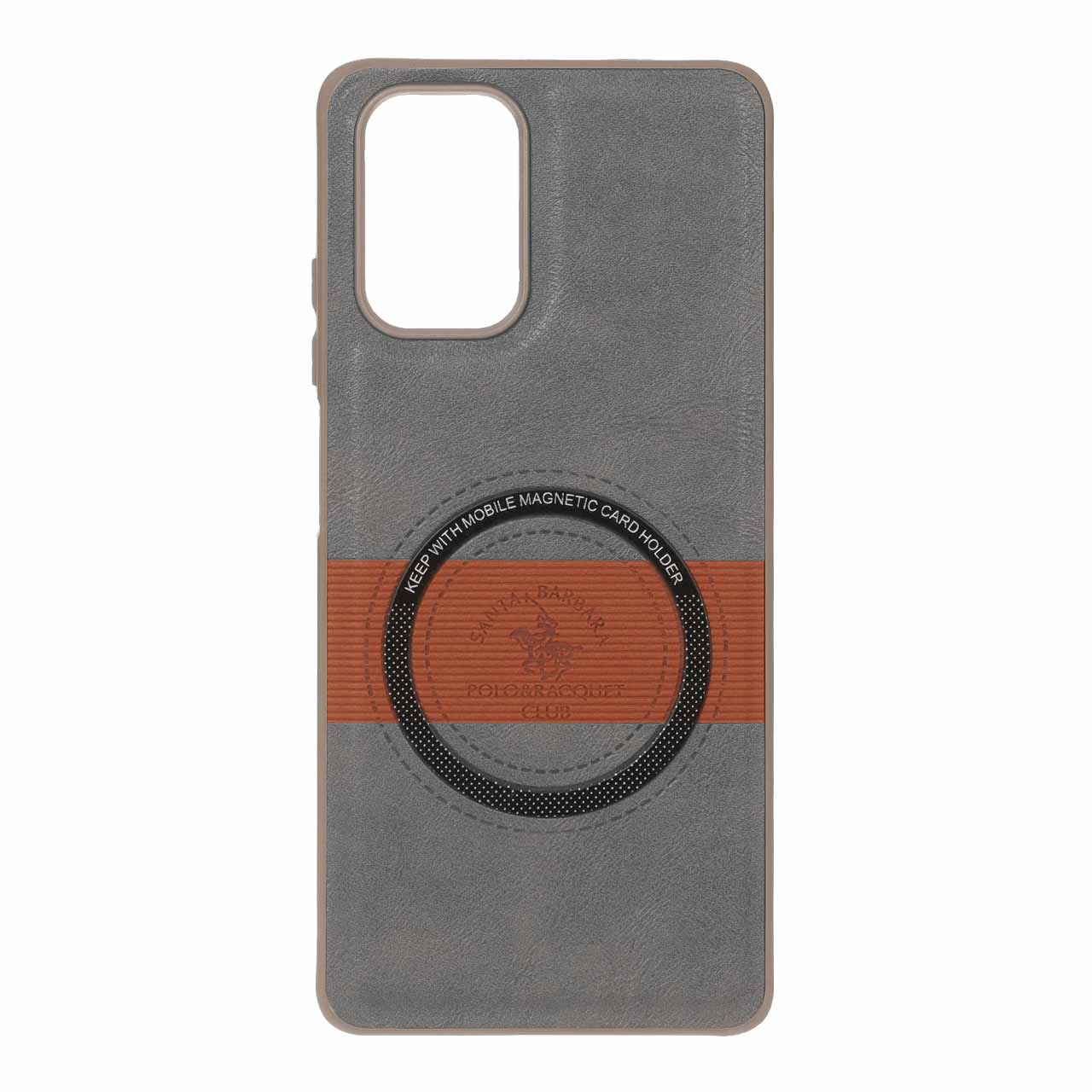 قاب طرح چرم Santa Barbara مگ سیف فلزی Xiaomi Redmi Note 10 4G / Redmi Note 10S / Poco M5S - خاکستری