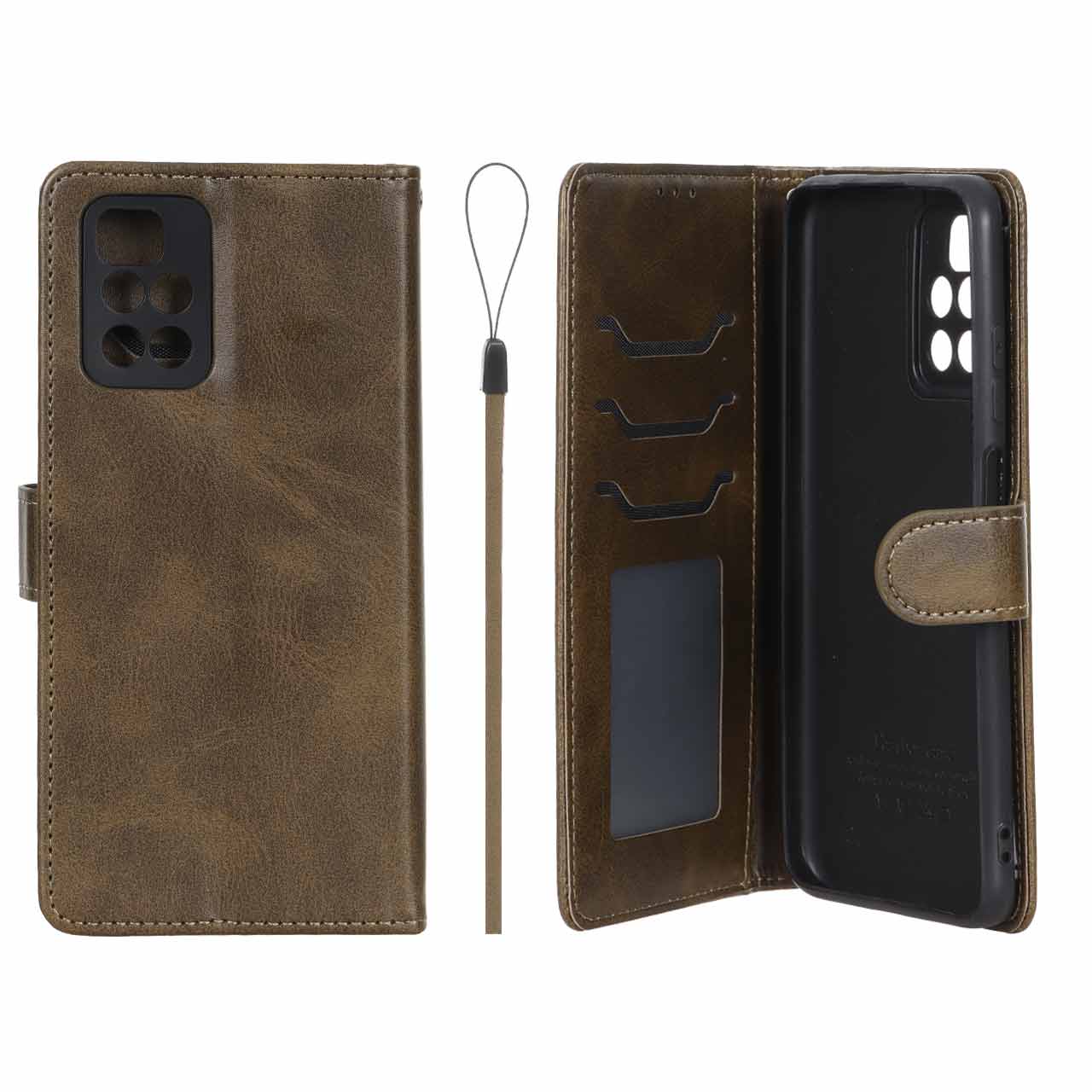 کیف موبایل مگنتی درجه یک داخل خز MNC Plus مدل Xiaomi Redmi 10 / Redmi 10 Prime - سبز زیتونی