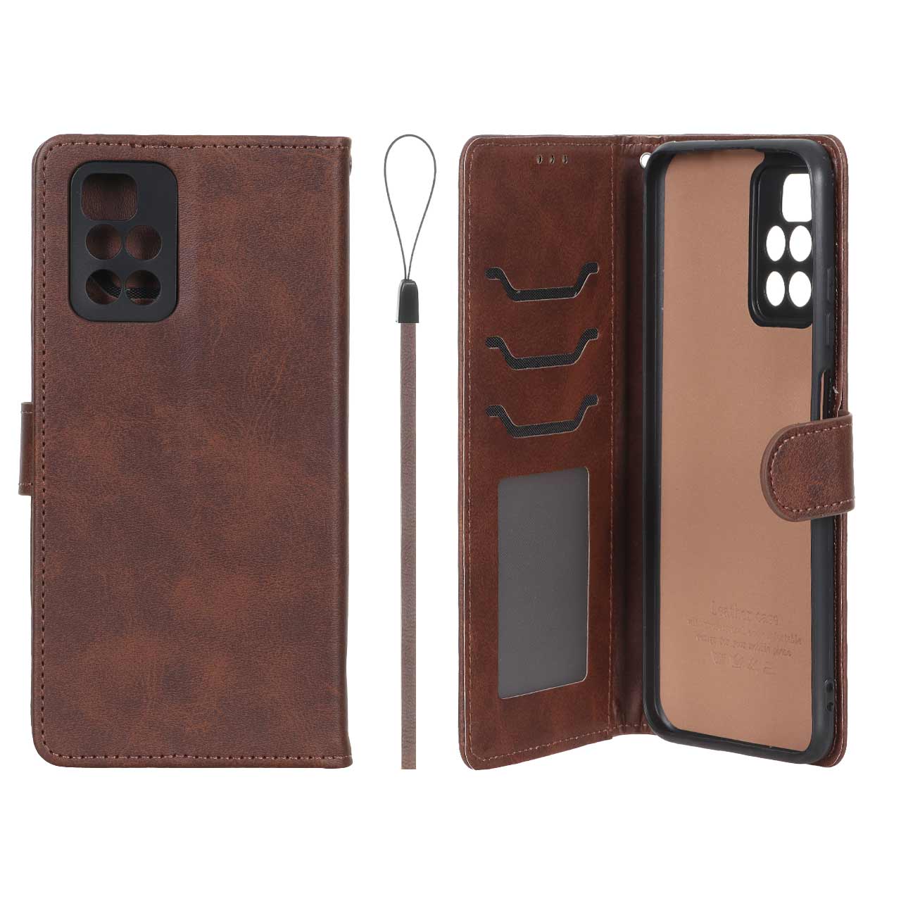 کیف موبایل مگنتی درجه یک داخل خز MNC Plus مدل Xiaomi Redmi 10 / Redmi 10 Prime - قهوه ای