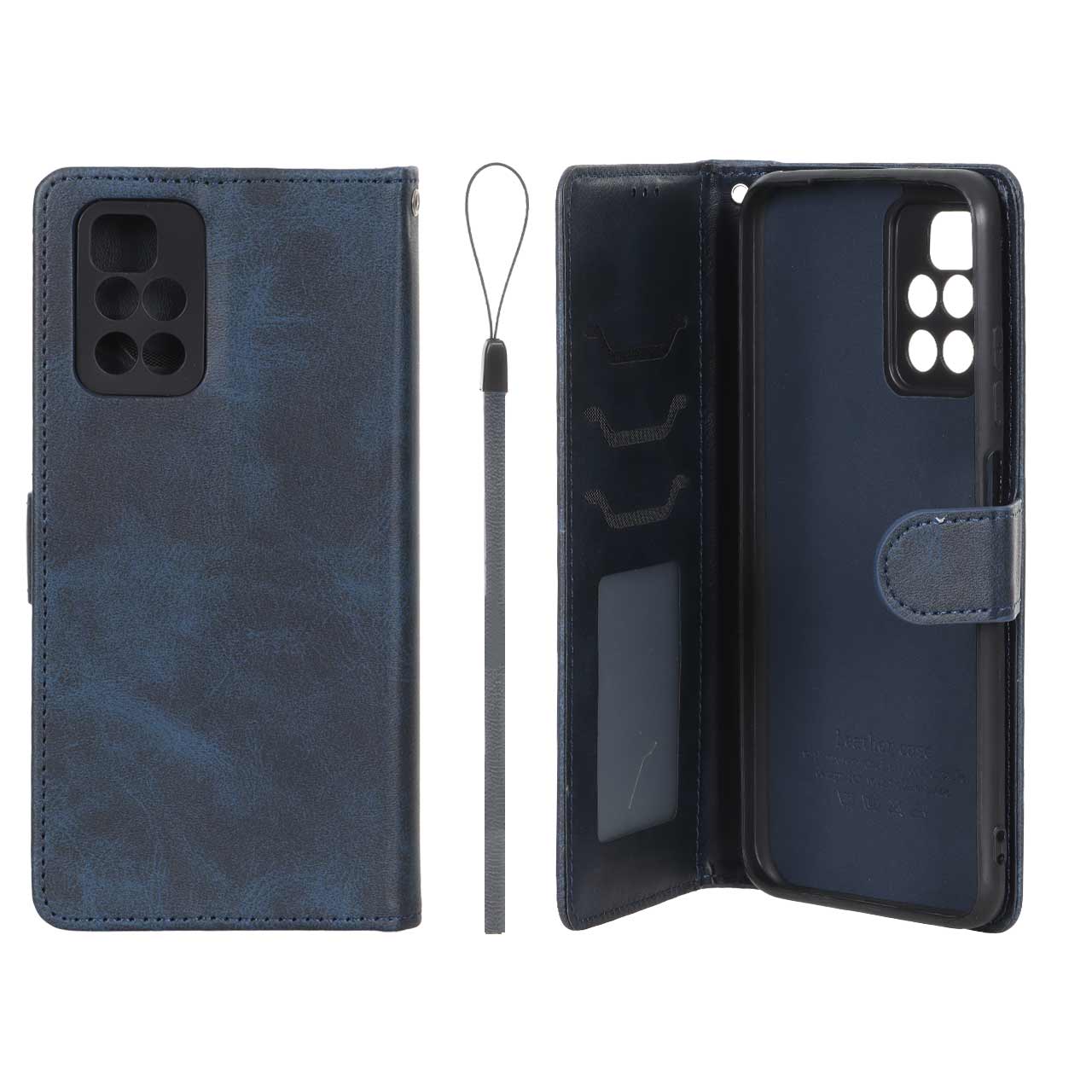 کیف موبایل مگنتی درجه یک داخل خز MNC Plus مدل Xiaomi Redmi 10 / Redmi 10 Prime - سرمه ای
