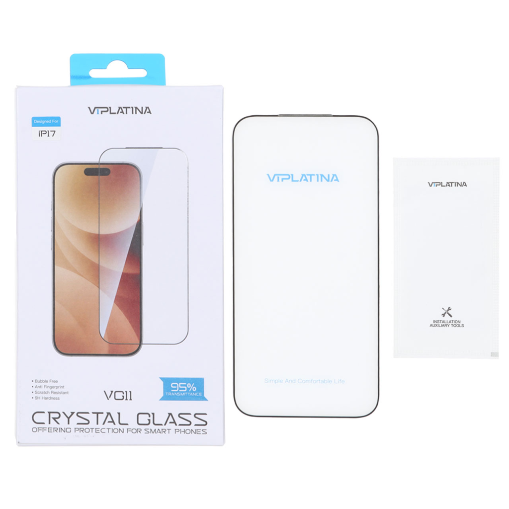 محافظ صفحه نمایش شیشه ای اورجینال Crystal Glass VIPLATINA مدل Apple iPhone 17 Pro Max (پک دار)
