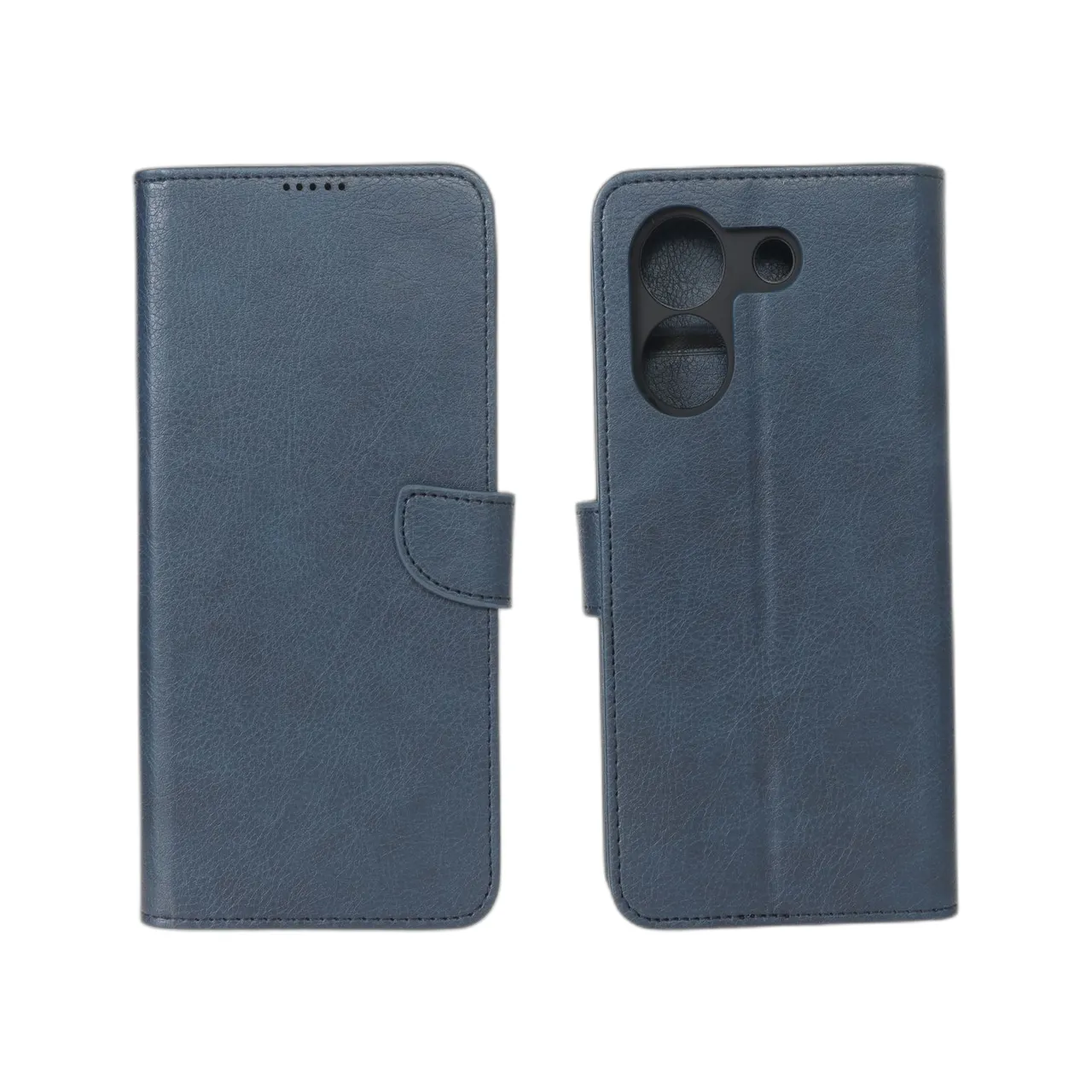 کیف چرمی موبایل مگنتی محافظ لنزدار Xiaomi Poco M7 Pro 5G - سرمه ای