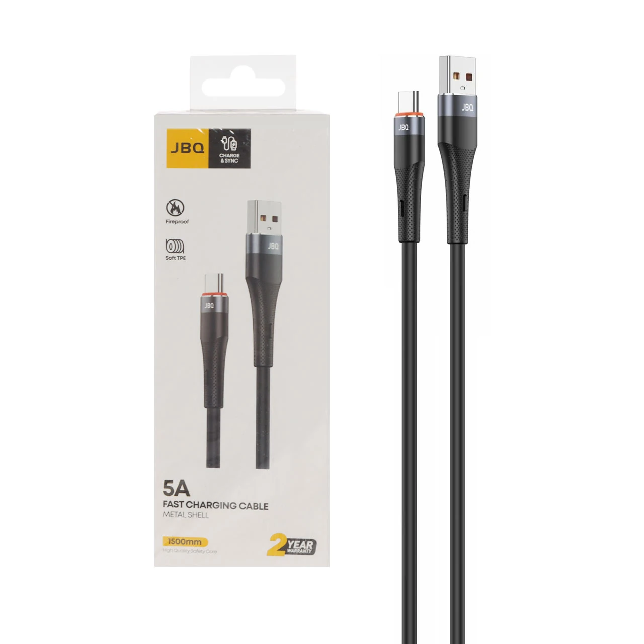 کابل شارژ 1.5 متری فست JBQ Type-C مدل CA-512 - مشکی (گارانتی یکساله رصاصی)