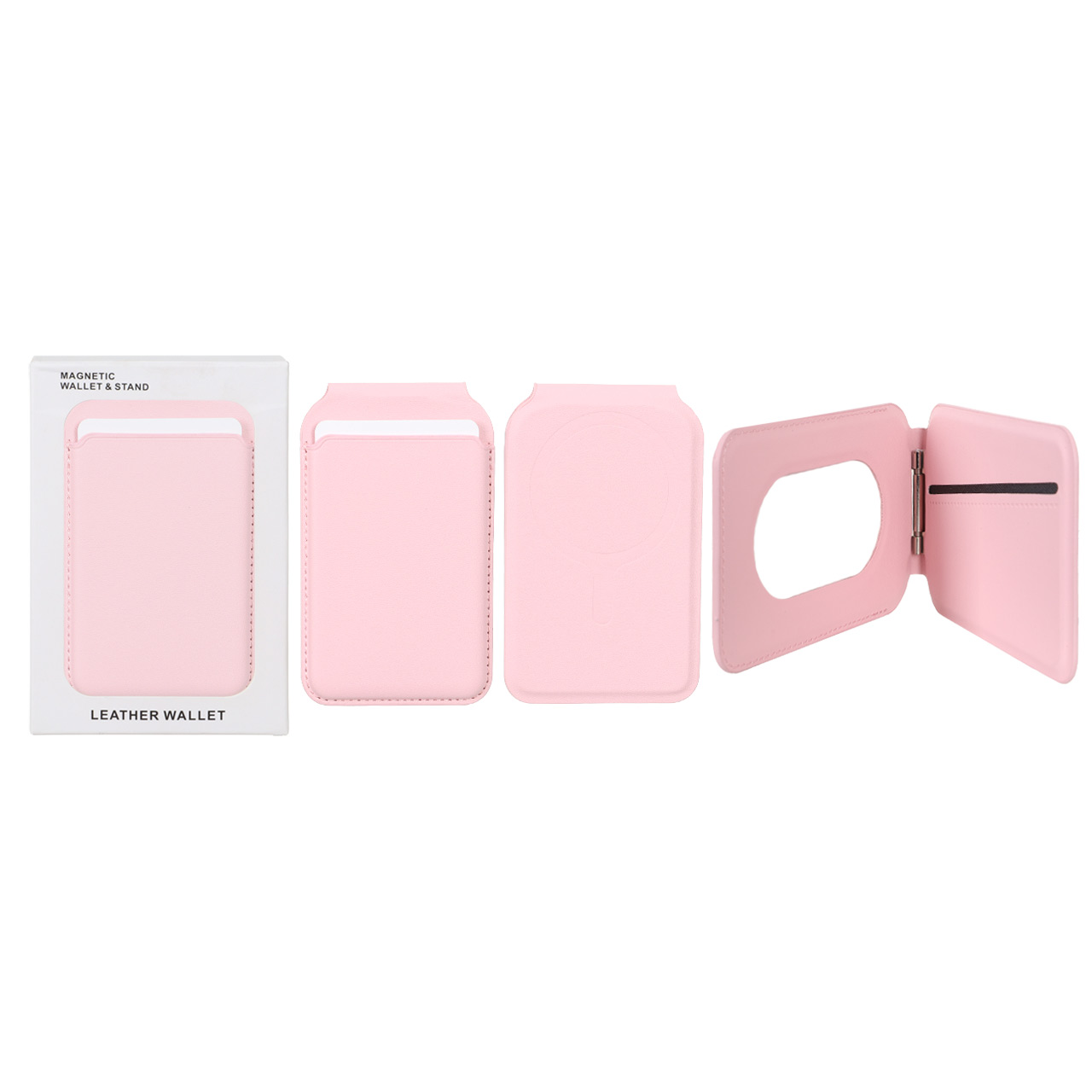 جاکارتی چرمی Magsafe اپل Leather Wallet استند شو - صورتی (پک دار) - NTC