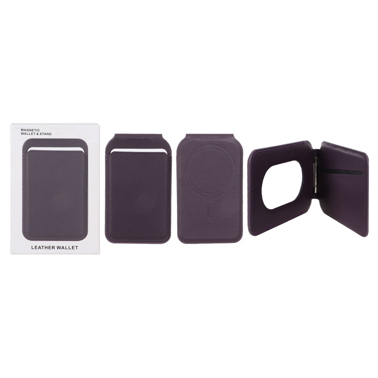 جاکارتی چرمی Magsafe اپل Leather Wallet استند شو - بنفش (پک دار) - NTC