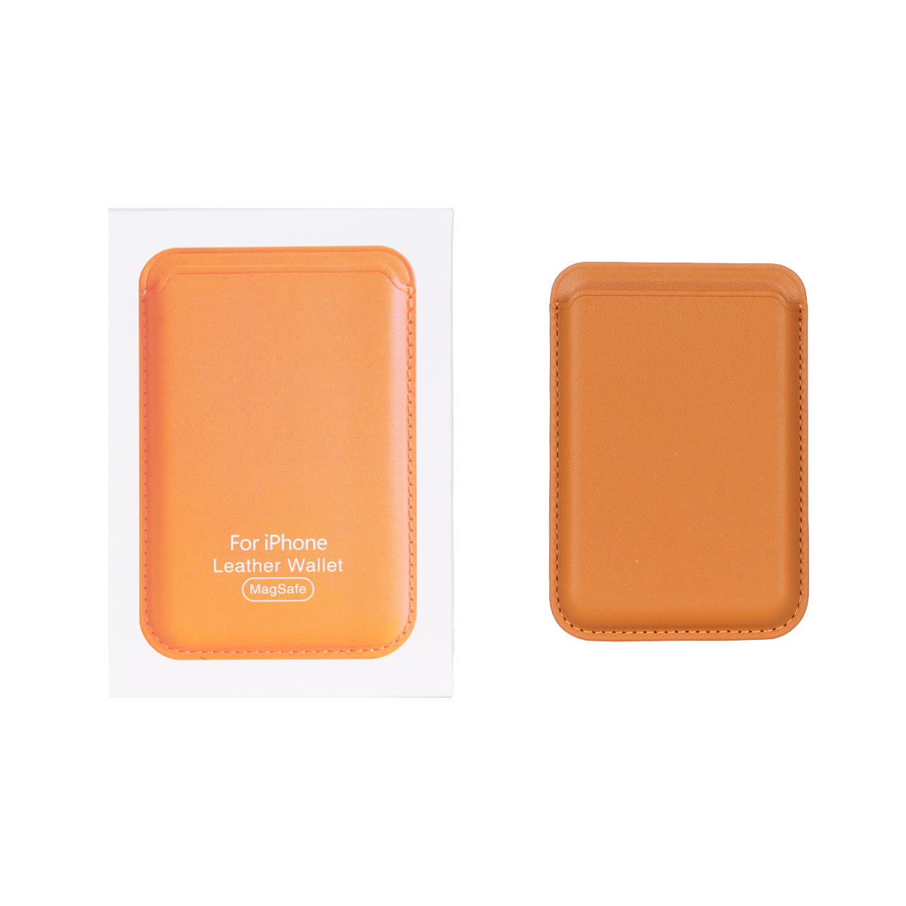 جاکارتی چرمی Magsafe اپل Leather Wallet آی سی دار Apple iphone 12 / 13 / 14 / 15 / 16 - عسلی (پک دار)