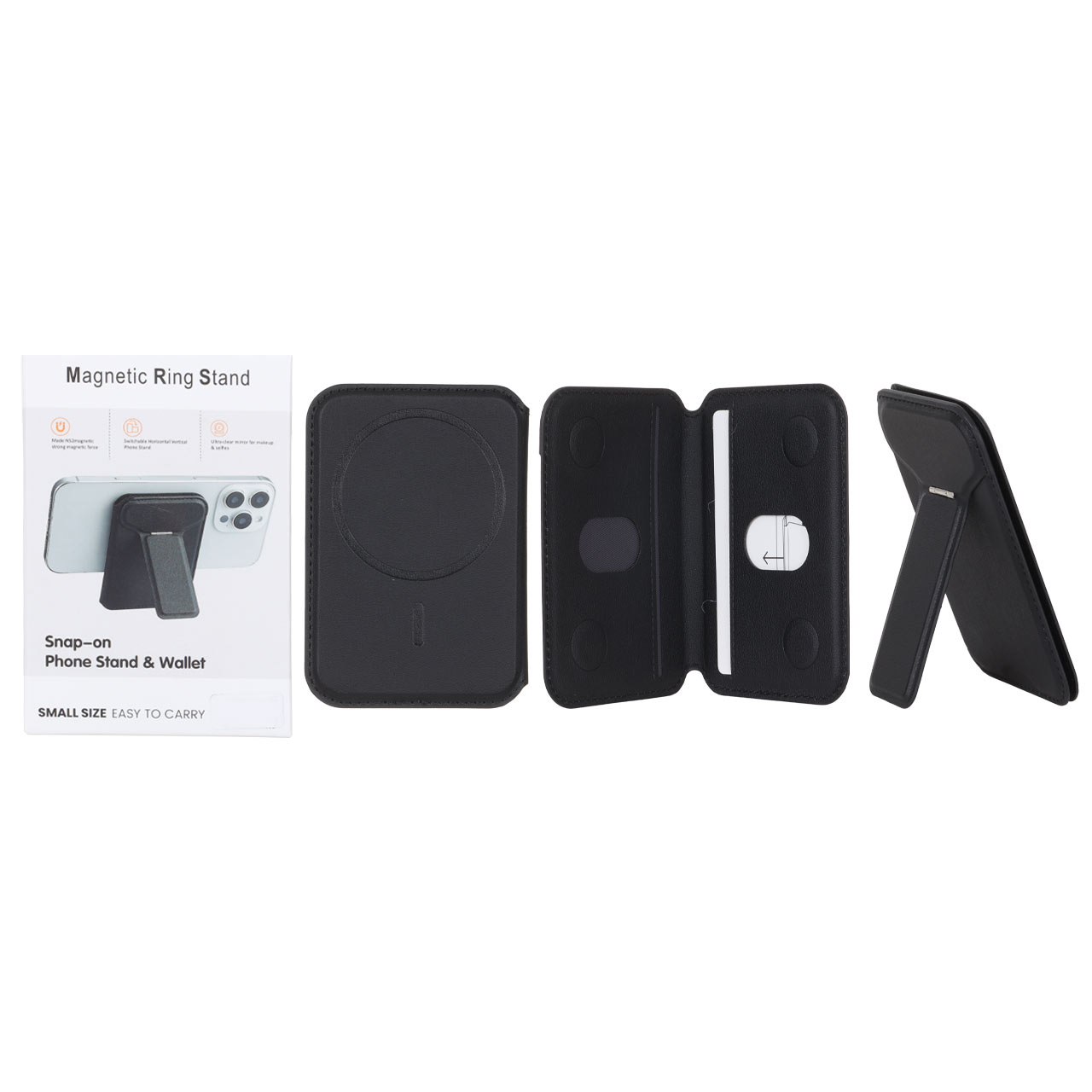 جاکارتی چرمی Magsafe اپل Leather Wallet استند شو - مشکی (پک دار)