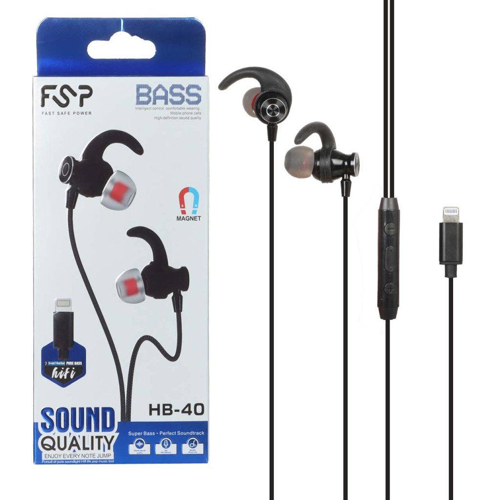هندزفری با سیم با پورت آیفون FSP مدل HB-40 - مشکی BSA