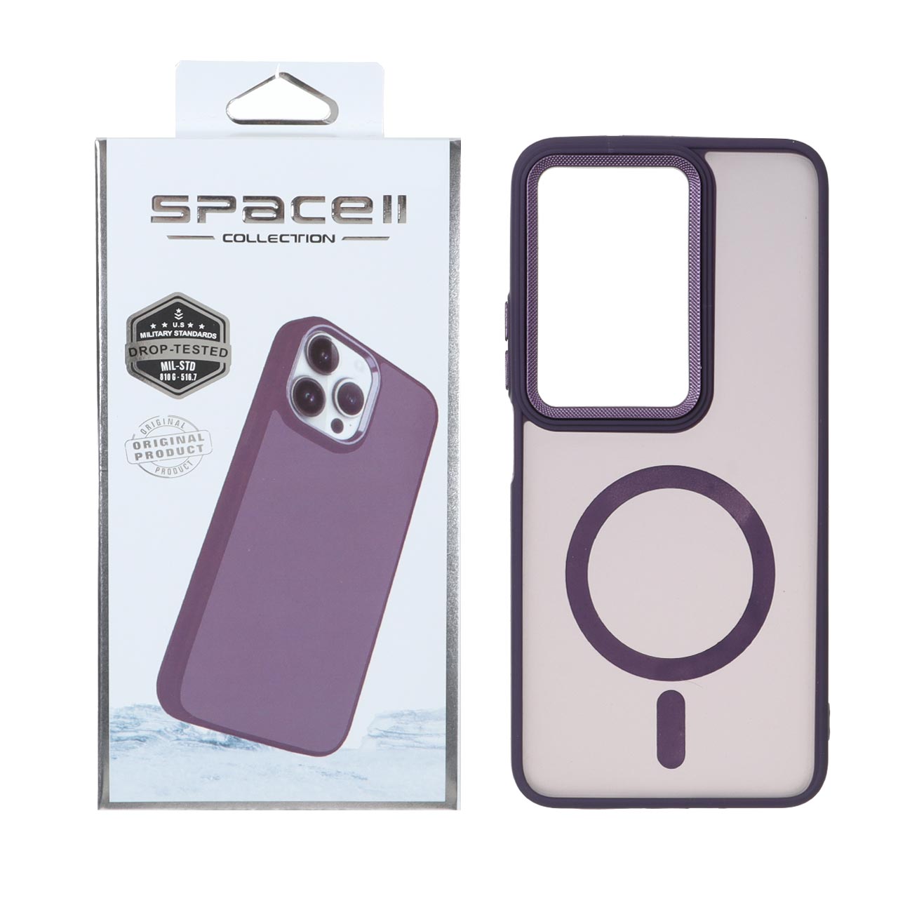 قاب Space مات لنز کربن طرح مگ سیف Xiaomi Redmi 15 4G - بنفش (پک دار)
