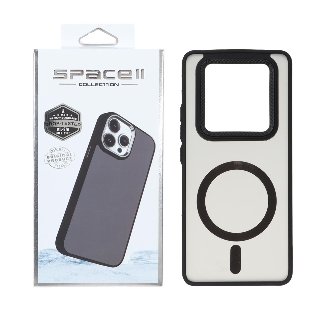قاب Space مات لنز کربن طرح مگ سیف Xiaomi Redmi Note 14 Pro 4G - مشکی (پک دار)