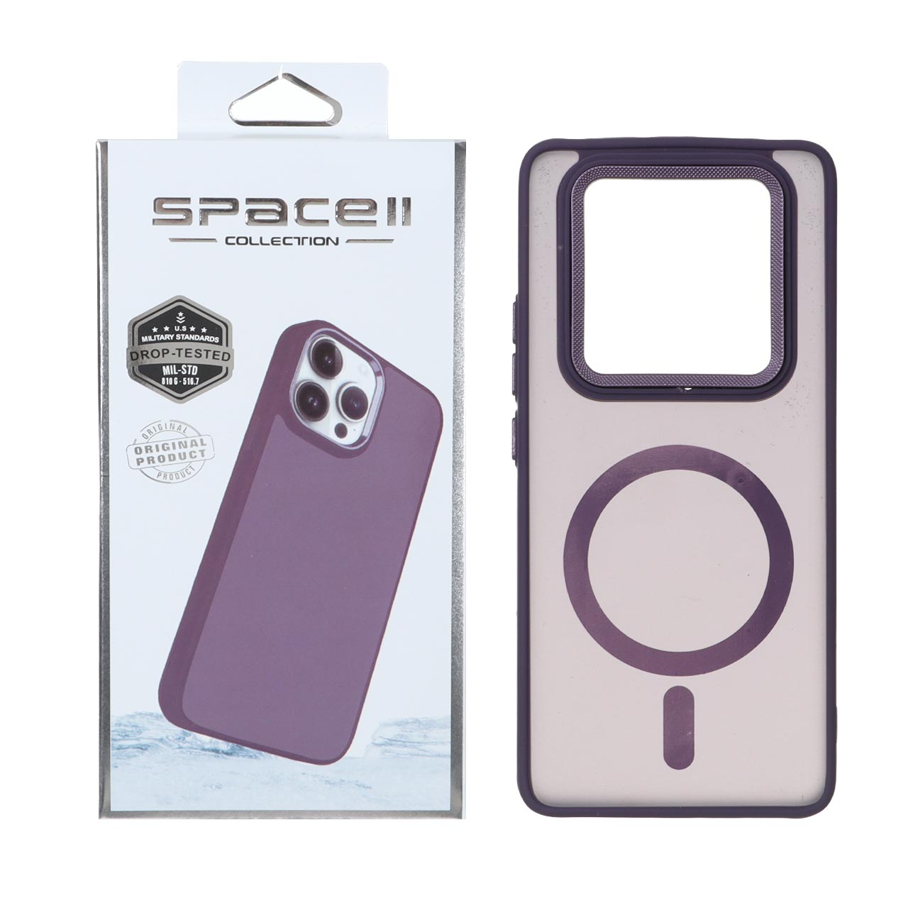 قاب Space مات لنز کربن طرح مگ سیف Xiaomi Redmi Note 14 Pro 4G - بنفش (پک دار)