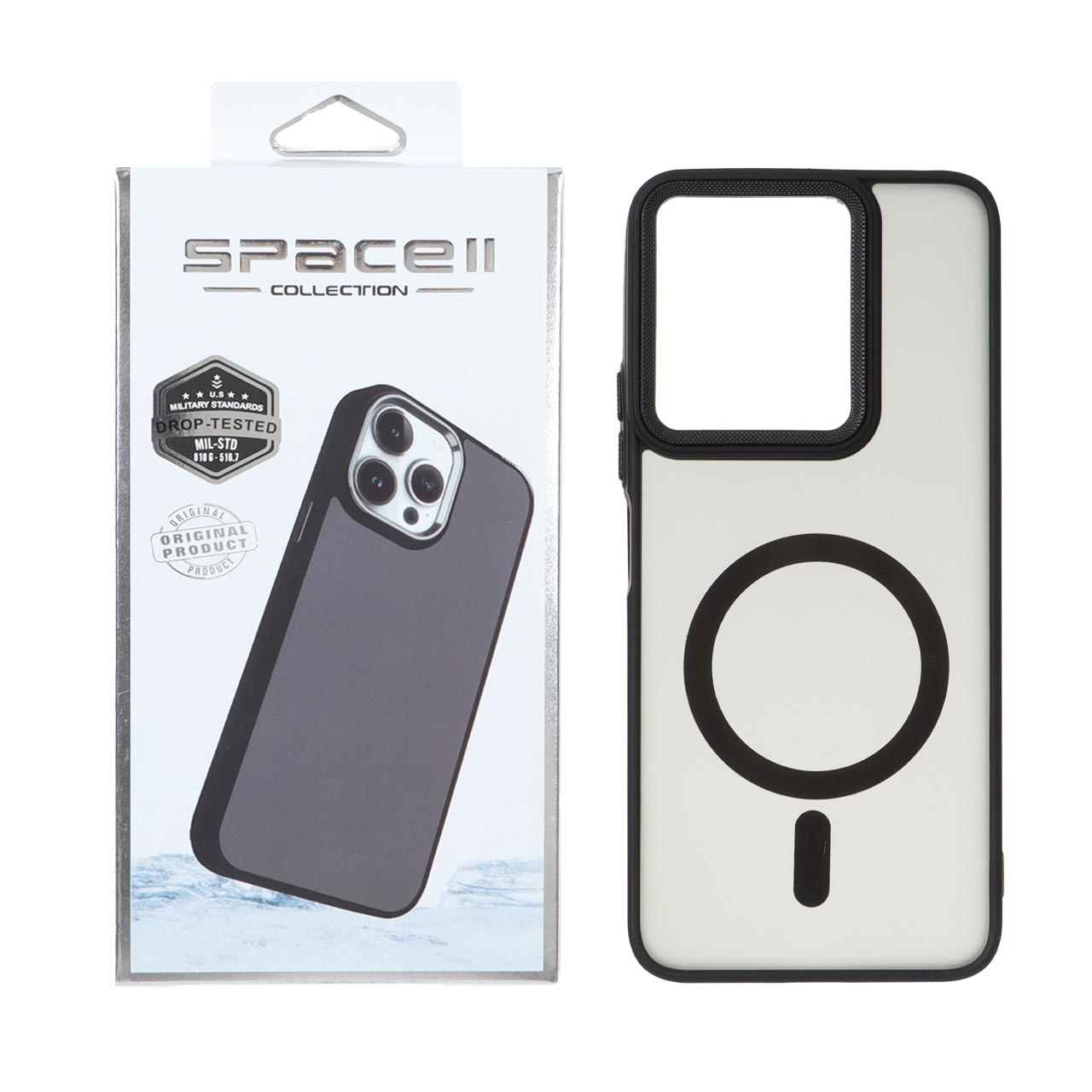 قاب Space مات لنز کربن طرح مگ سیف Xiaomi Redmi 13X / Redmi 13 4G / Poco M6 4G - مشکی (پک دار)