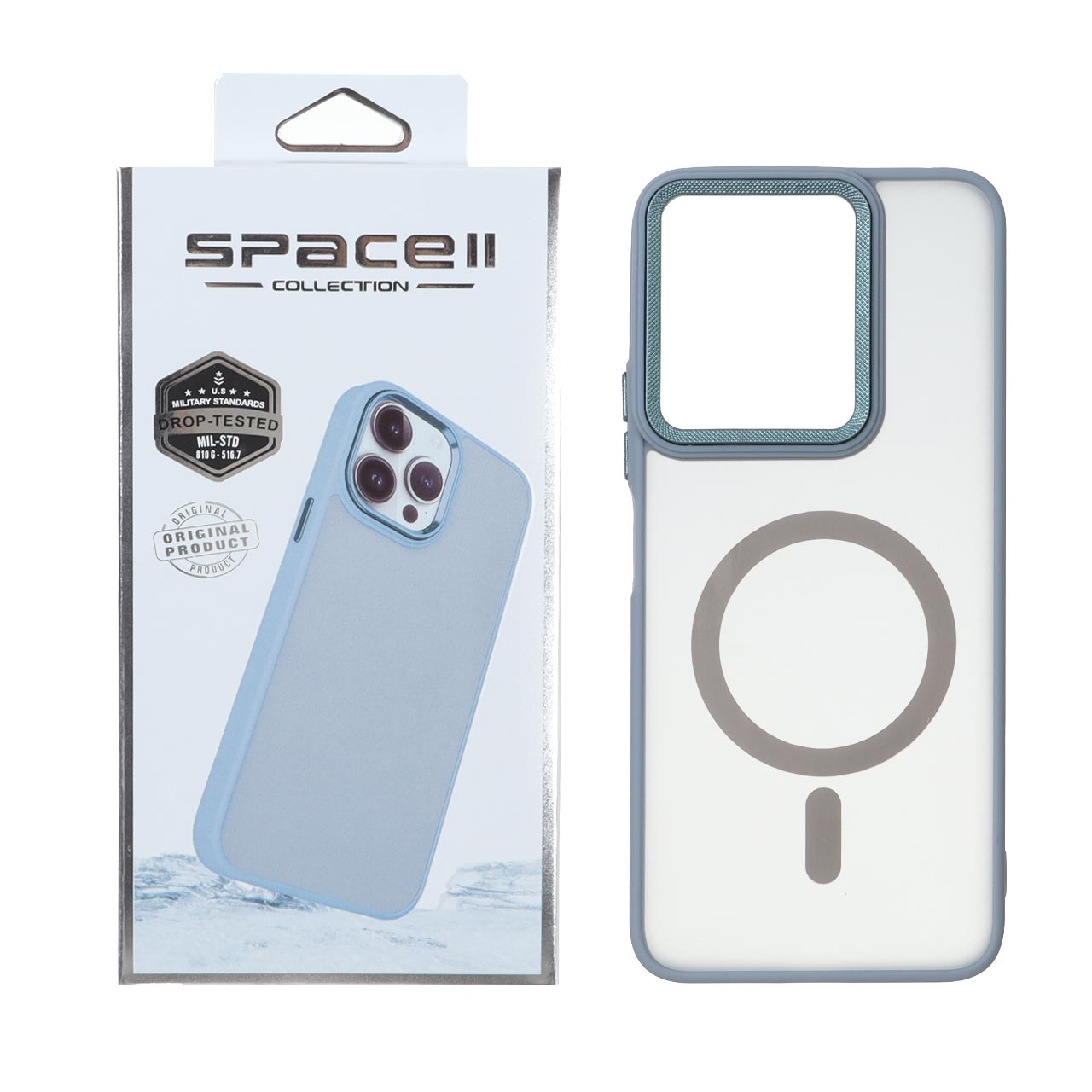قاب Space مات لنز کربن طرح مگ سیف Xiaomi Redmi 13X / Redmi 13 4G / Poco M6 4G - فیلی (پک دار)