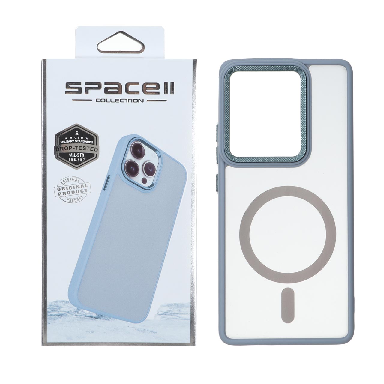 قاب Space مات لنز کربن طرح مگ سیف Xiaomi Redmi Note 14S / Note 13 Pro 4G / Poco M6 Pro 4G - فیلی (پک دار)