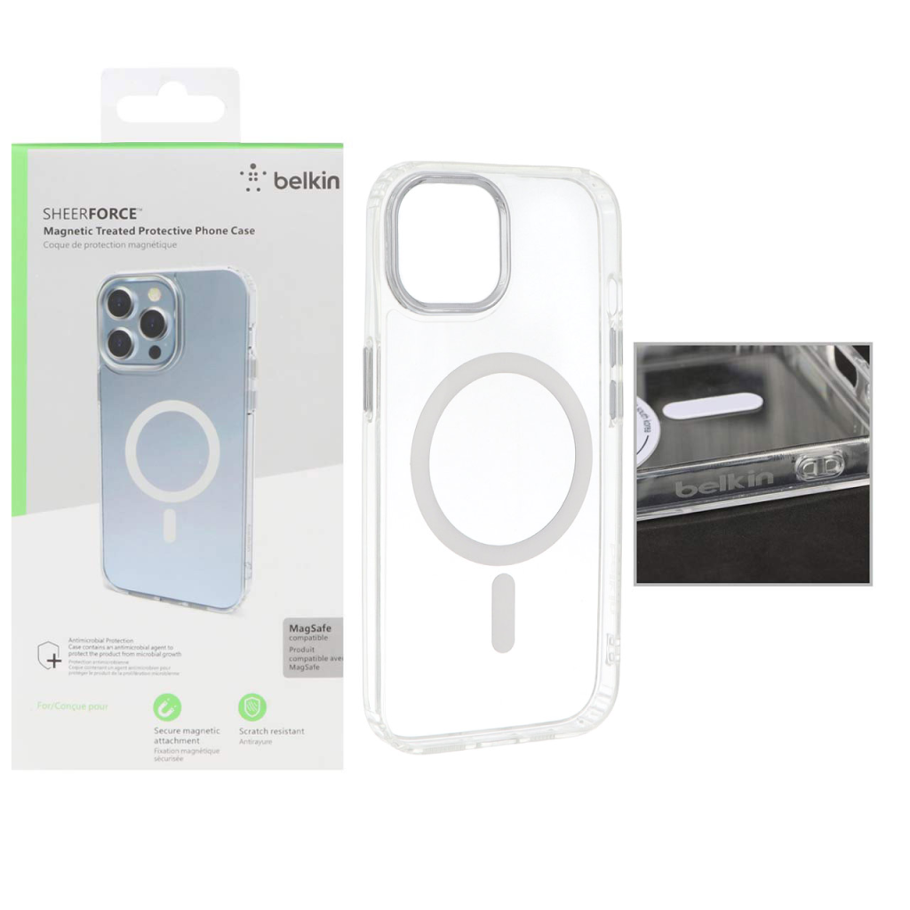 قاب belkin شفاف Magsafe مدل Apple iPhone 15 / iPhone 14 / iPhone 13 (پک دار)