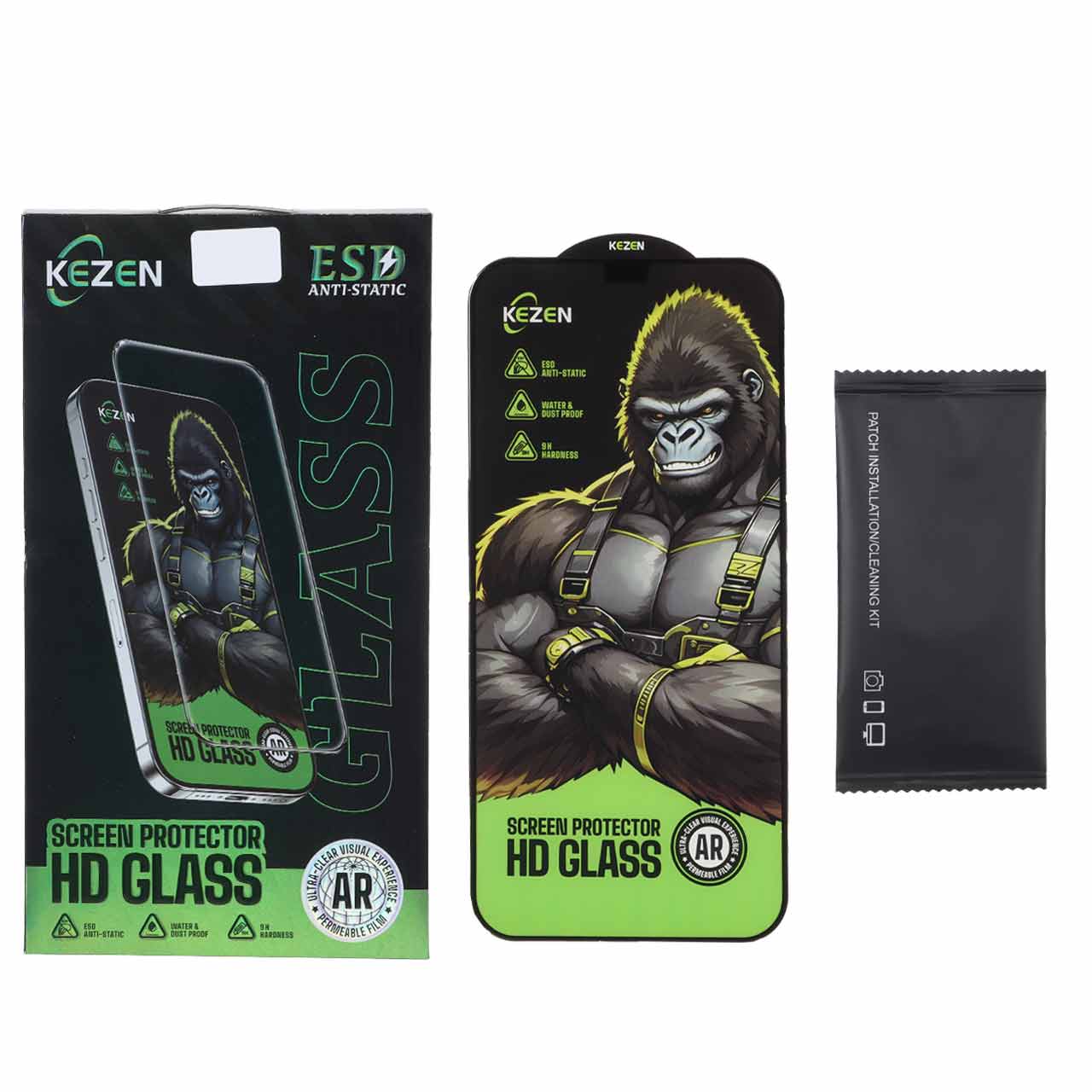 محافظ صفحه نمایش شیشه ای Full Cover Kezen Anti Static ESD مدل Apple iPhone 11 Pro Max / iPhone X Max / iPhone Xs Max (پک دار)