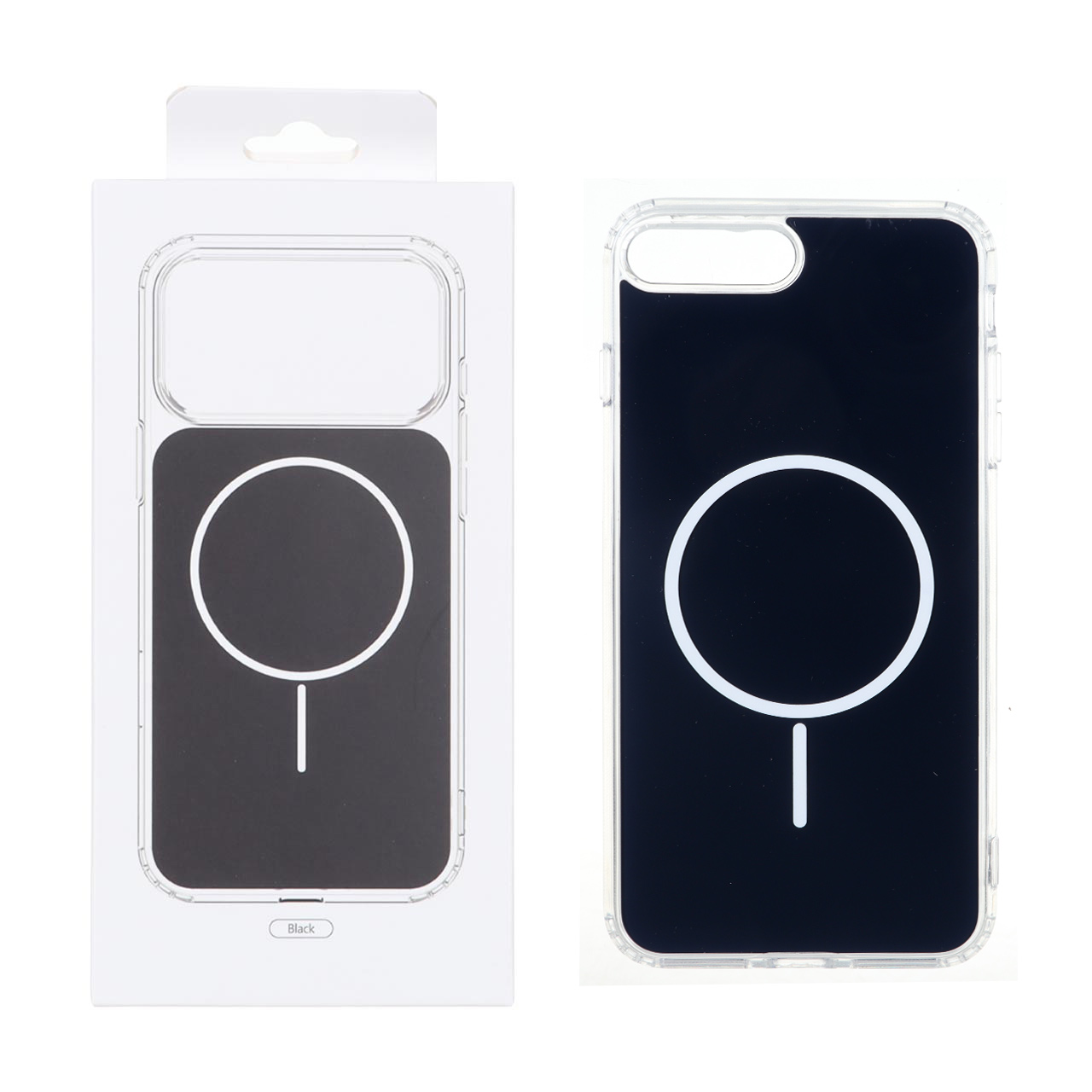قاب پشت رنگی دور ژله ای با قابلیت شارژ MagSafe مدل Apple iPhone 7 Plus / iPhone 8 Plus - مشکی (پک دار)