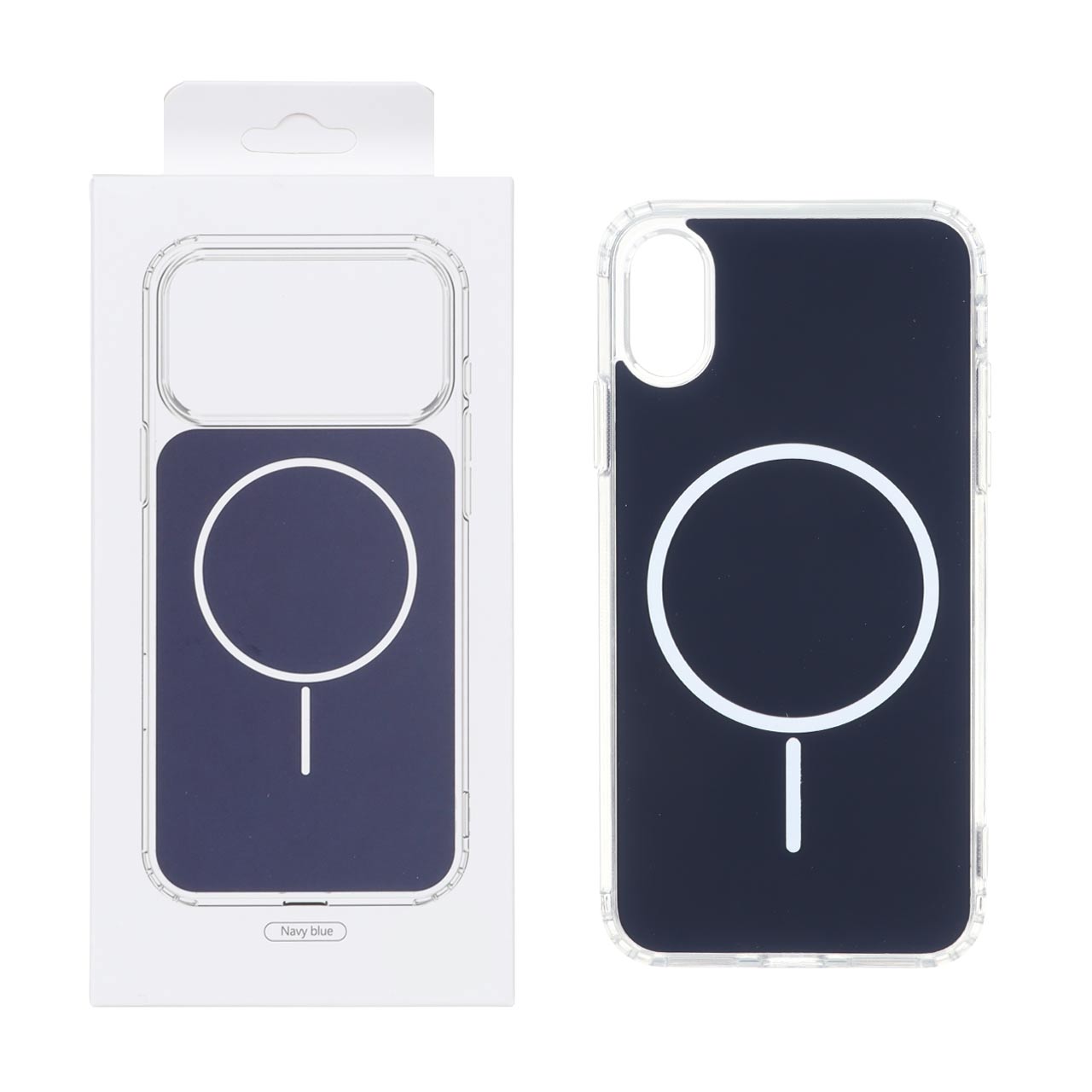 قاب پشت رنگی دور ژله ای با قابلیت شارژ MagSafe مدل Apple iPhone X / iPhone XS - سرمه ای (پک دار)
