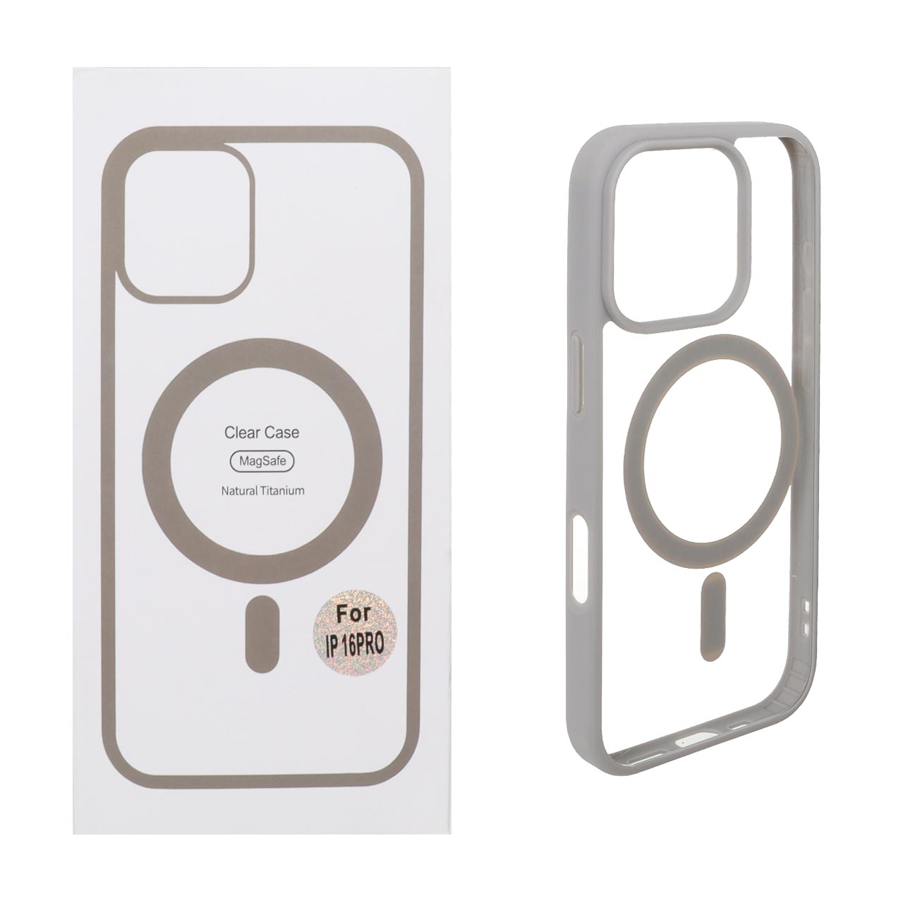 قاب شفاف Apple iPhone 16 Pro با قابلیت شارژ MagSafe - طوسی (پک دار)