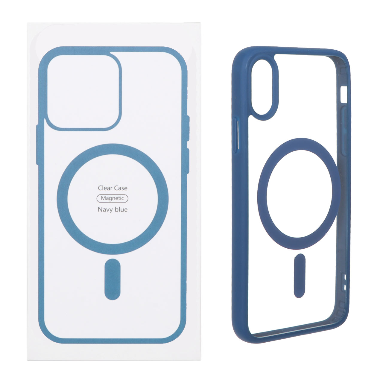 قاب شفاف Apple iPhone X / iPhone XS با قابلیت شارژ MagSafe - سرمه ای (پک دار)