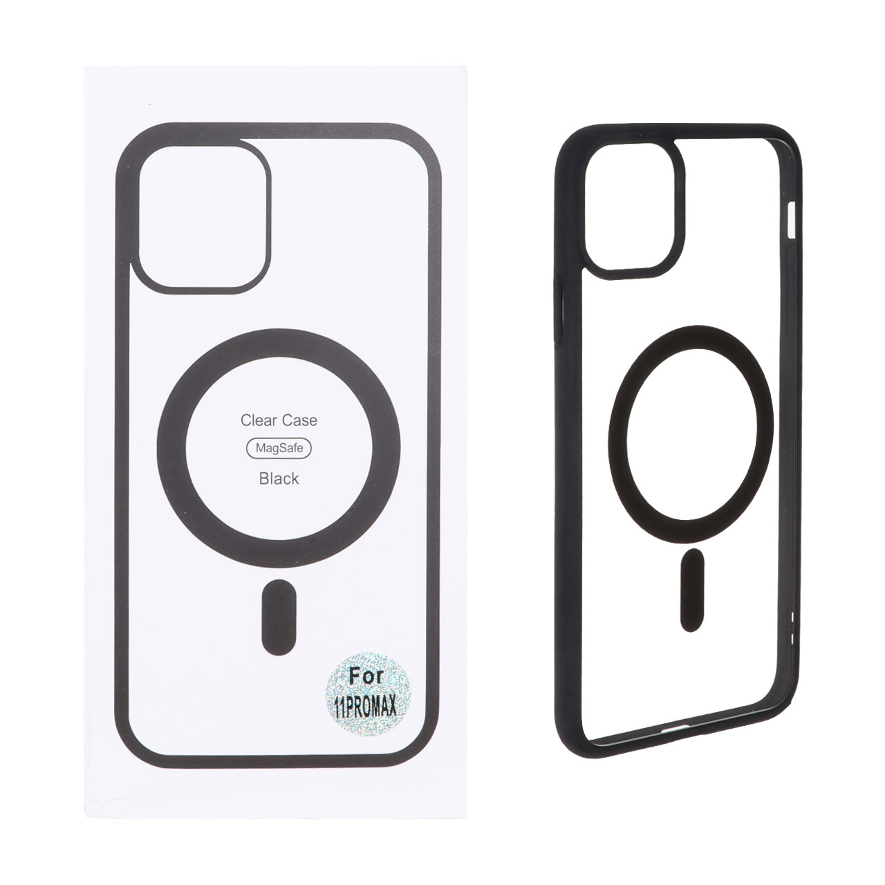 قاب شفاف Apple iPhone 11 Pro Max با قابلیت شارژ MagSafe - مشکی (پک دار)