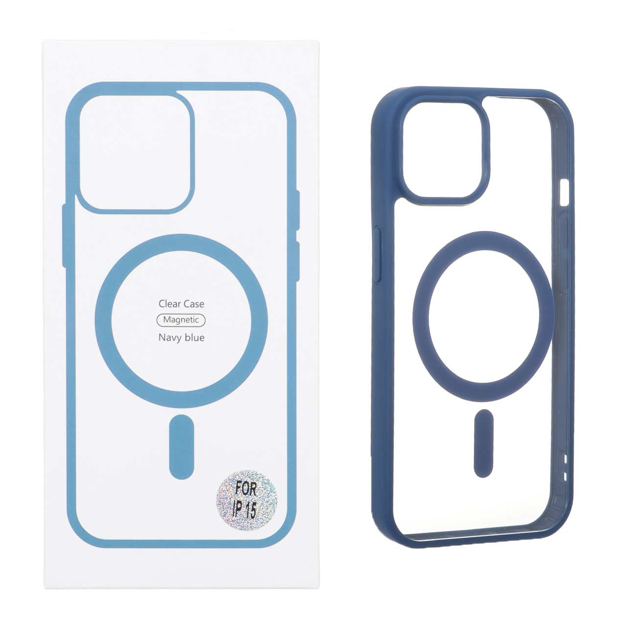 قاب شفاف Apple iPhone 15 / iPhone 14 / iPhone 13 با قابلیت شارژ MagSafe - سرمه ای (پک دار)