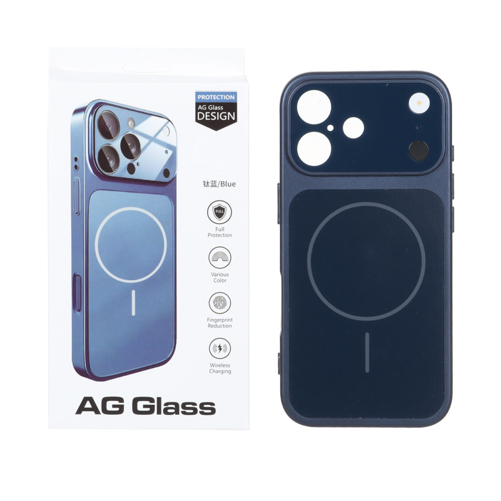 قاب اورجینال AG Glass محافظ لنز برجسته براق Magsafe مدل Apple iPhone 17 - سرمه ای