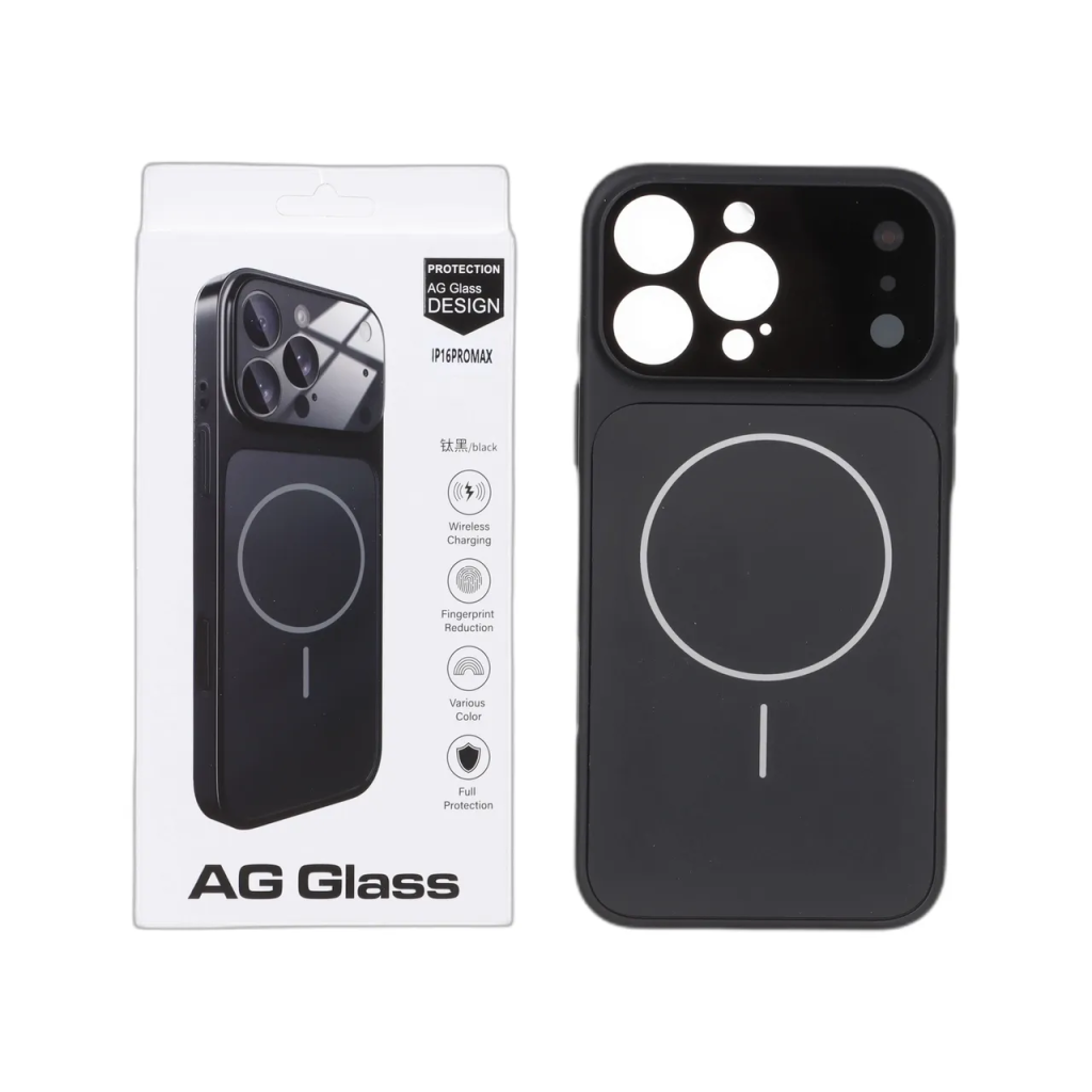 قاب اورجینال AG Glass محافظ لنز برجسته براق Magsafe مدل Apple iPhone 16 Pro Max - مشکی