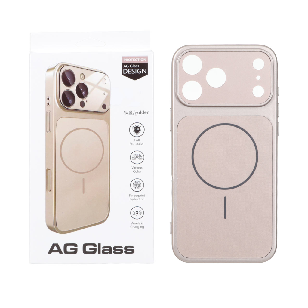 قاب اورجینال AG Glass محافظ لنز برجسته براق Magsafe مدل Apple iPhone 17 Pro Max - رزگلد