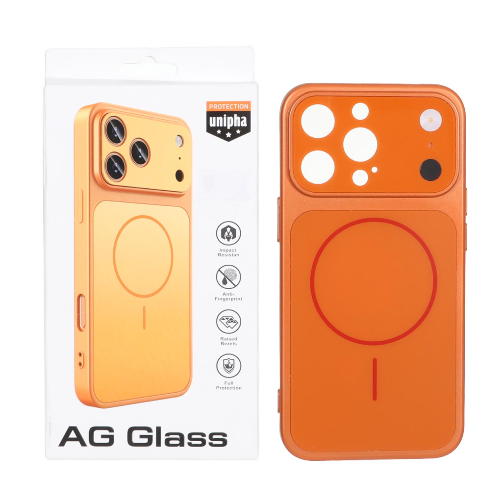 قاب اورجینال AG Glass محافظ لنز برجسته براق Magsafe مدل Apple iPhone 13 Pro - نارنجی (پک دار) - MPS