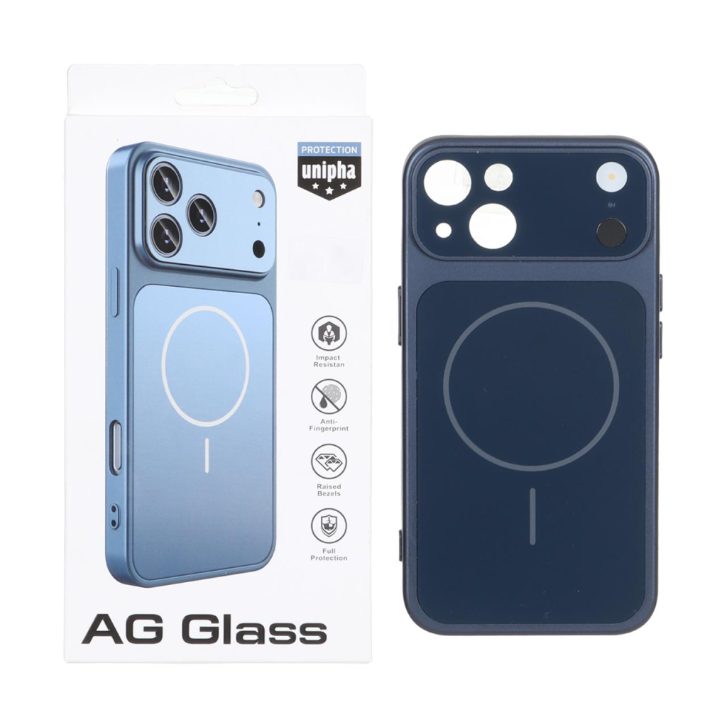 قاب اورجینال AG Glass محافظ لنز برجسته براق Magsafe مدل Apple iPhone 13 / iPhone 14 - سرمه ای (پک دار) - MPS