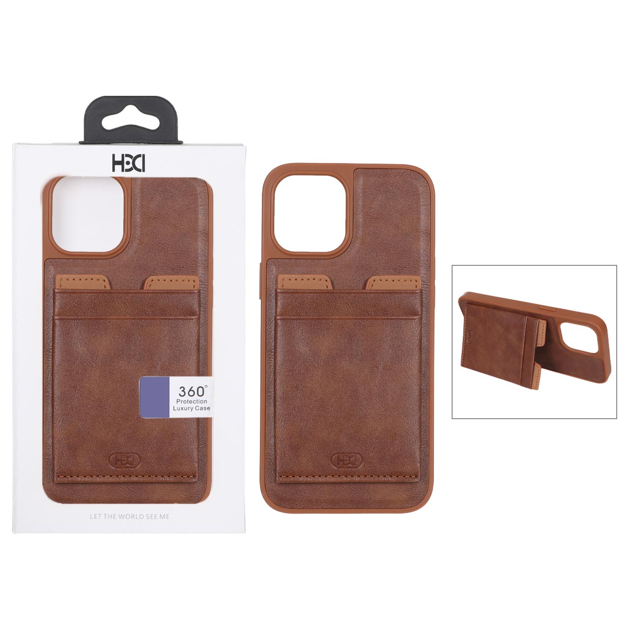 قاب اورجینال HDD چرمی جاکارتی مگنتی استندشو Apple iPhone 12 Pro / iPhone 12 - صحرایی (پک دار)