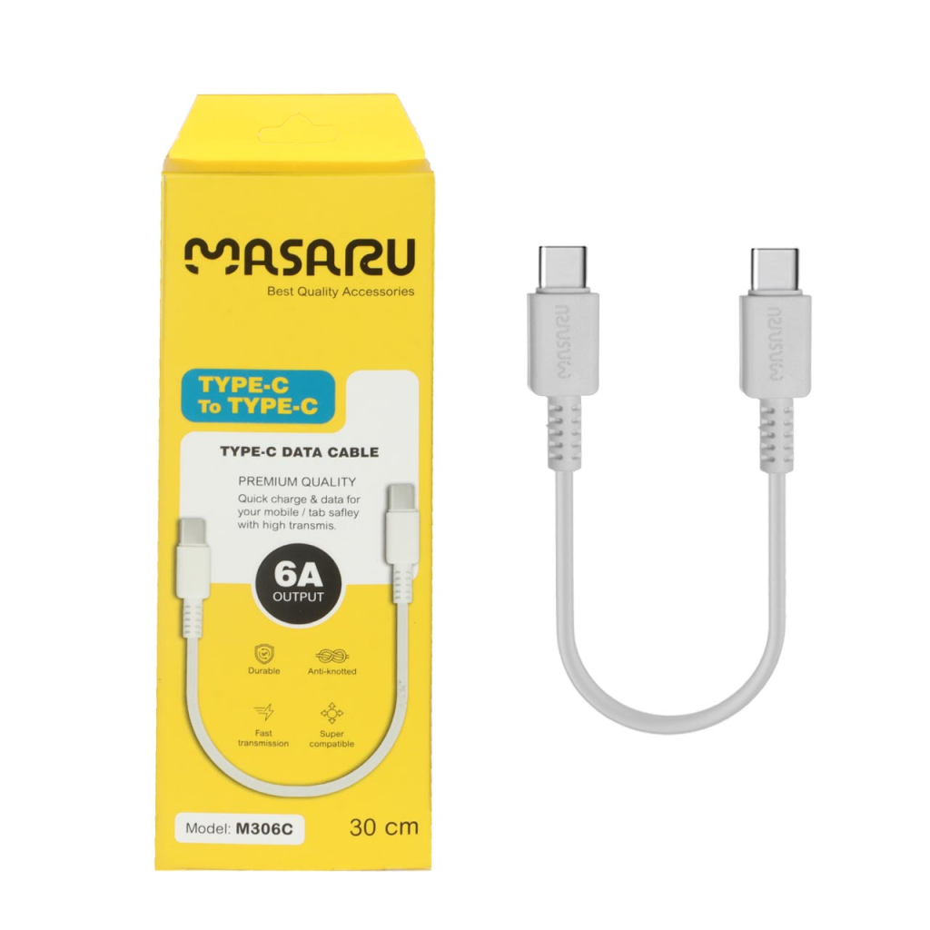 کابل شارژ فست پاوربانک Masaru Type-C To Type-C مدل M306C - سفید - SMO