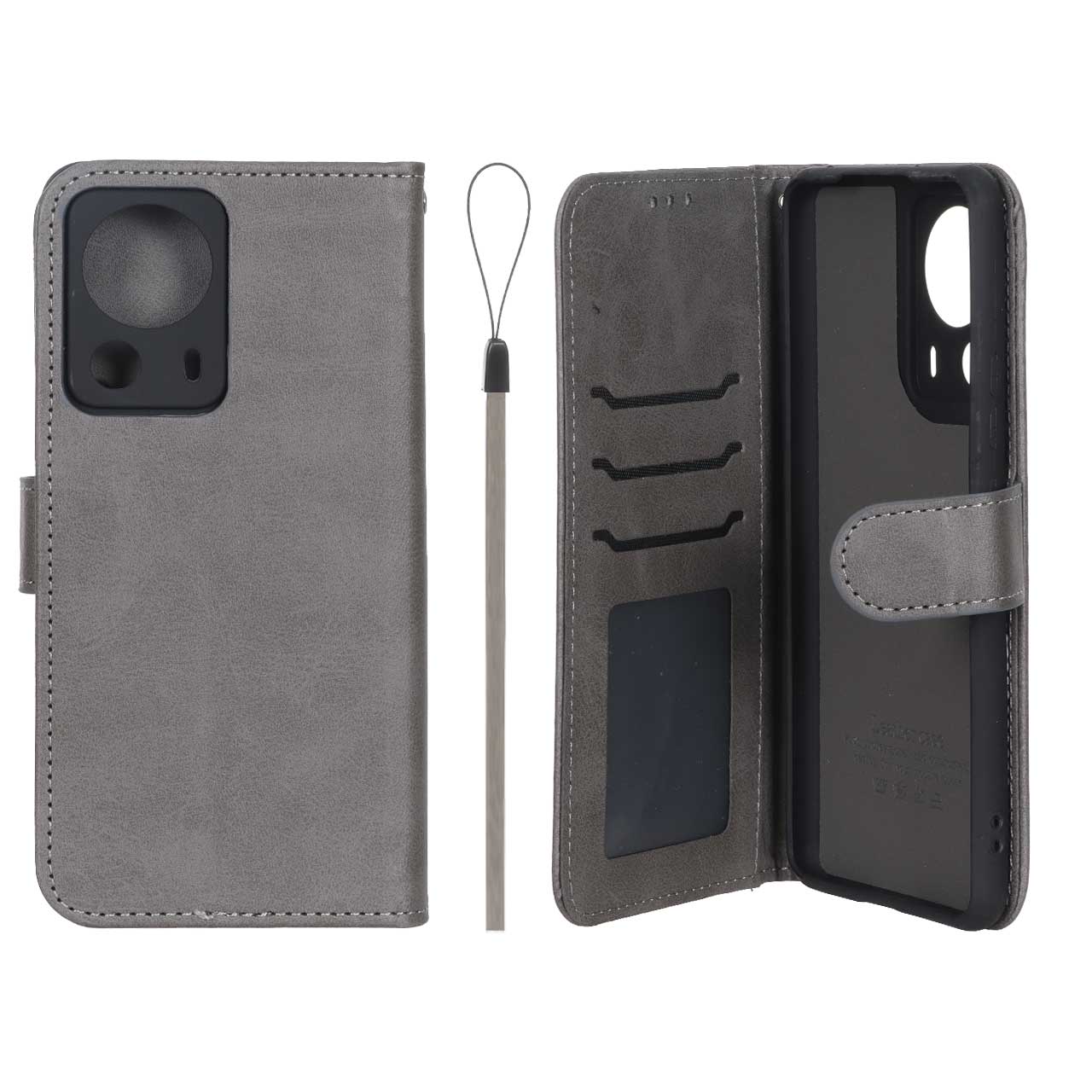کیف موبایل مگنتی درجه یک داخل خز MNC Plus مدل Xiaomi Mi 13 Lite - خاکستری
