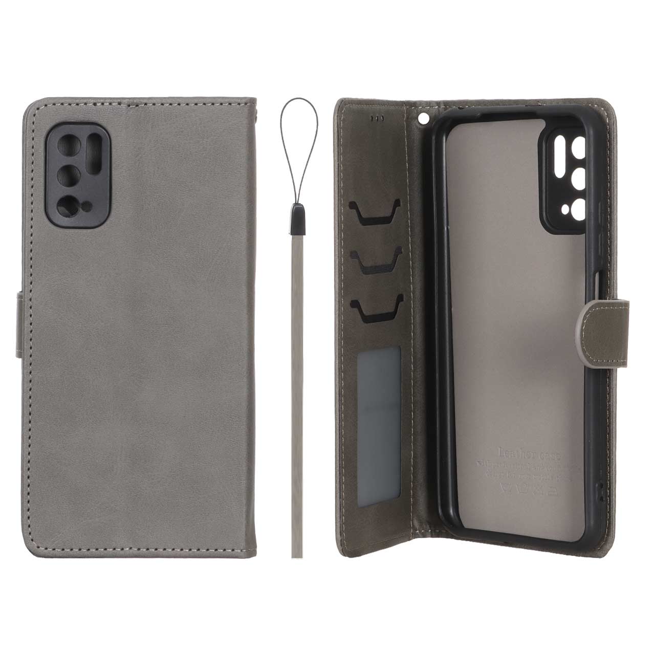 کیف موبایل مگنتی درجه یک داخل خز MNC Plus مدل Xiaomi Poco M3 Pro / Redmi Note 10 5G / Redmi Note 11 SE - خاکستری