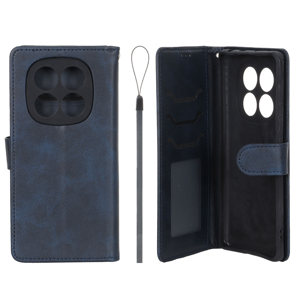 کیف موبایل مگنتی درجه یک داخل خز MNC Plus مدل Xiaomi Redmi Note 14 Pro 4G - سرمه ای