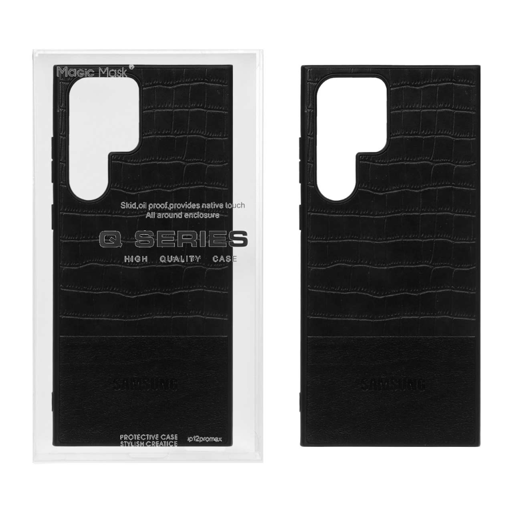 قاب چرمی کروکودیل Samsung Galaxy S23 Ultra - مشکی (پک دار)