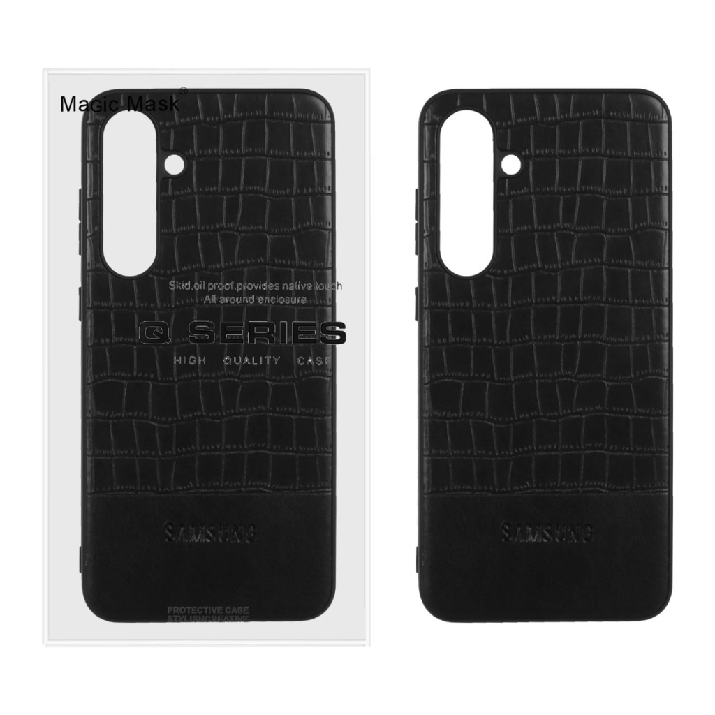 قاب چرمی کروکودیل Samsung Galaxy S24 FE - مشکی (پک دار)