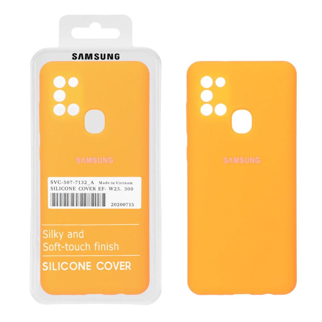 قاب سیلیکونی پاک کنی اورجینال درجه یک Samsung Galaxy A21s - نارنجی فانتزی (پک دار)