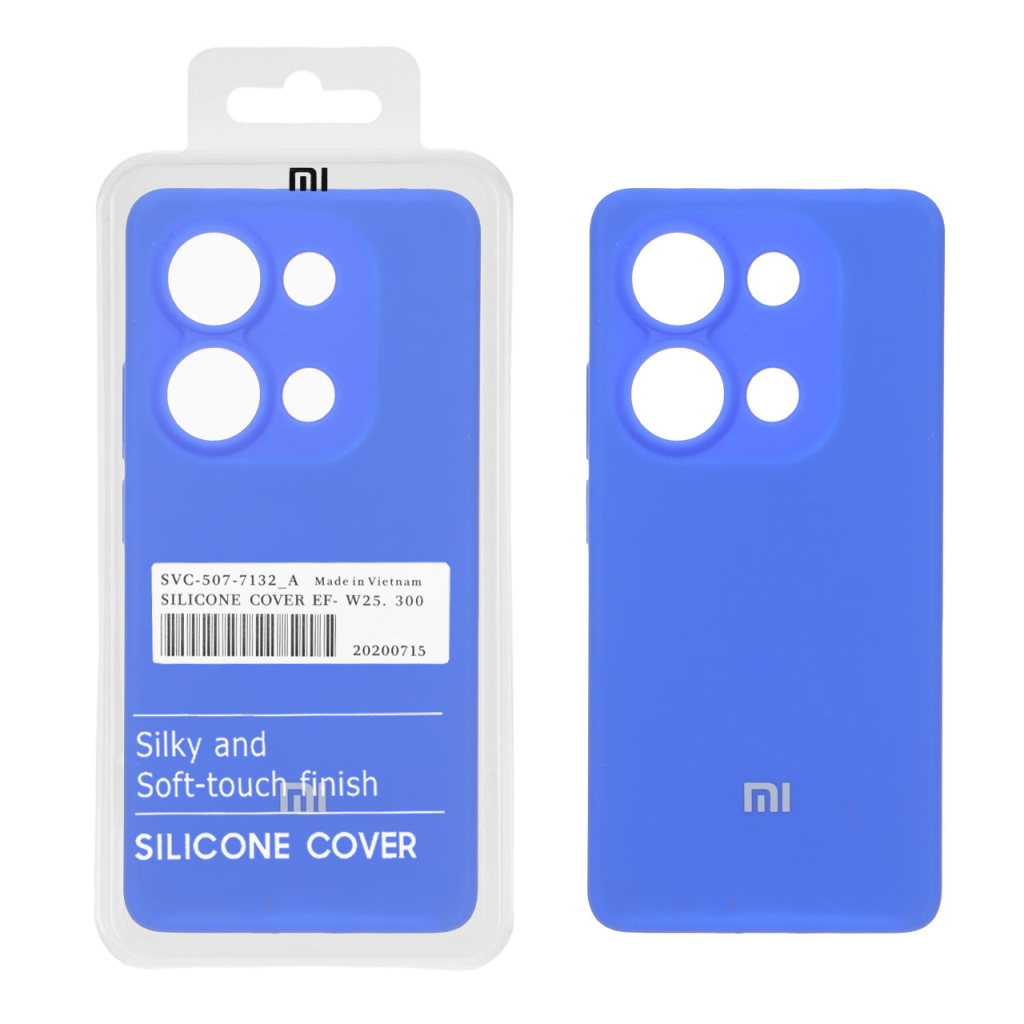 قاب سیلیکونی پاک کنی اورجینال درجه یک Xiaomi Redmi Note 14S / Note 13 Pro 4G / Poco M6 Pro 4G - آبی کاربنی (پک دار)