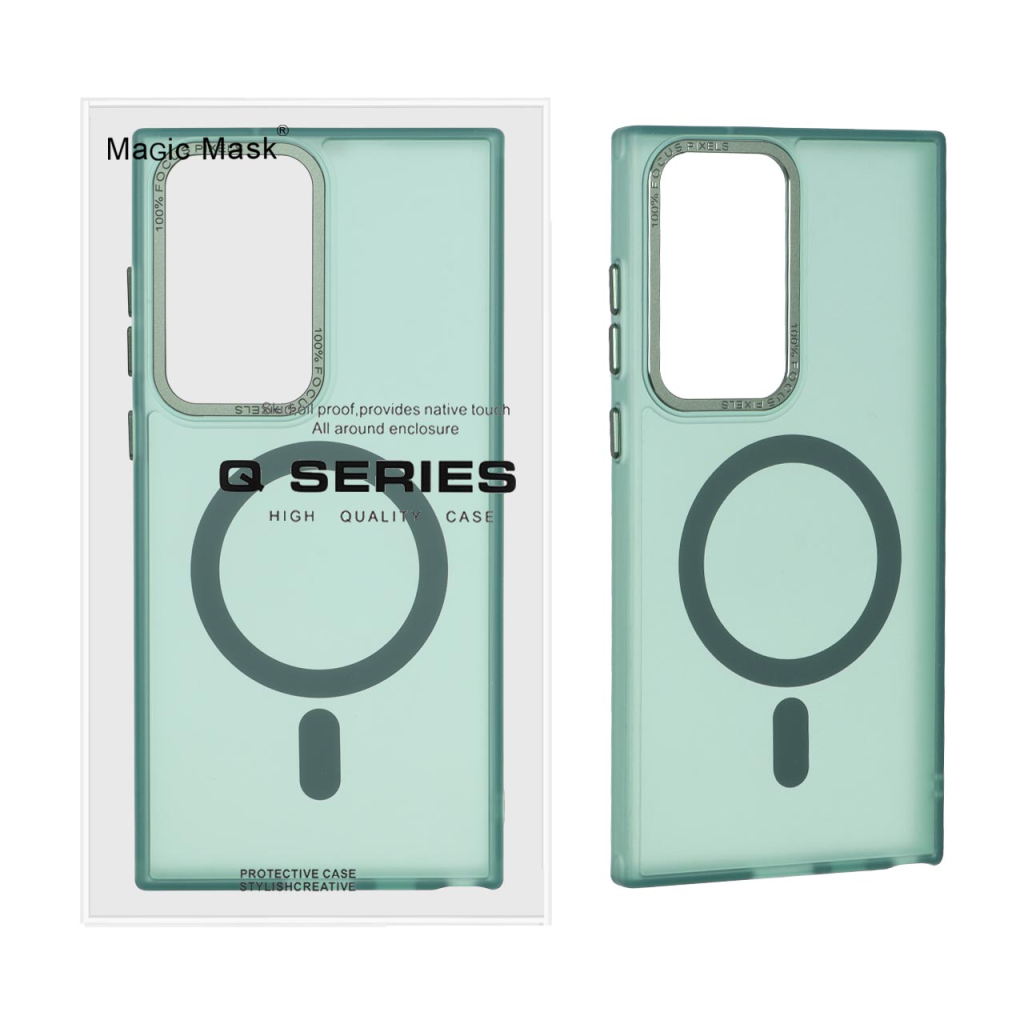 قاب Focus Pixels لنز آلومینیومی مات Magsafe مدل Samsung Galaxy S23 Ultra - سبز (پک دار)