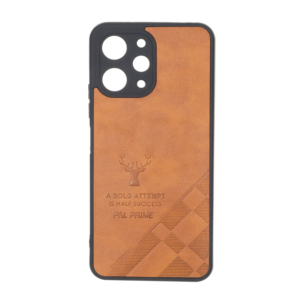 قاب طرح چرم گوزنی Pal Prime مدل Xiaomi Redmi 12 / Poco M6 Pro 5G - عسلی