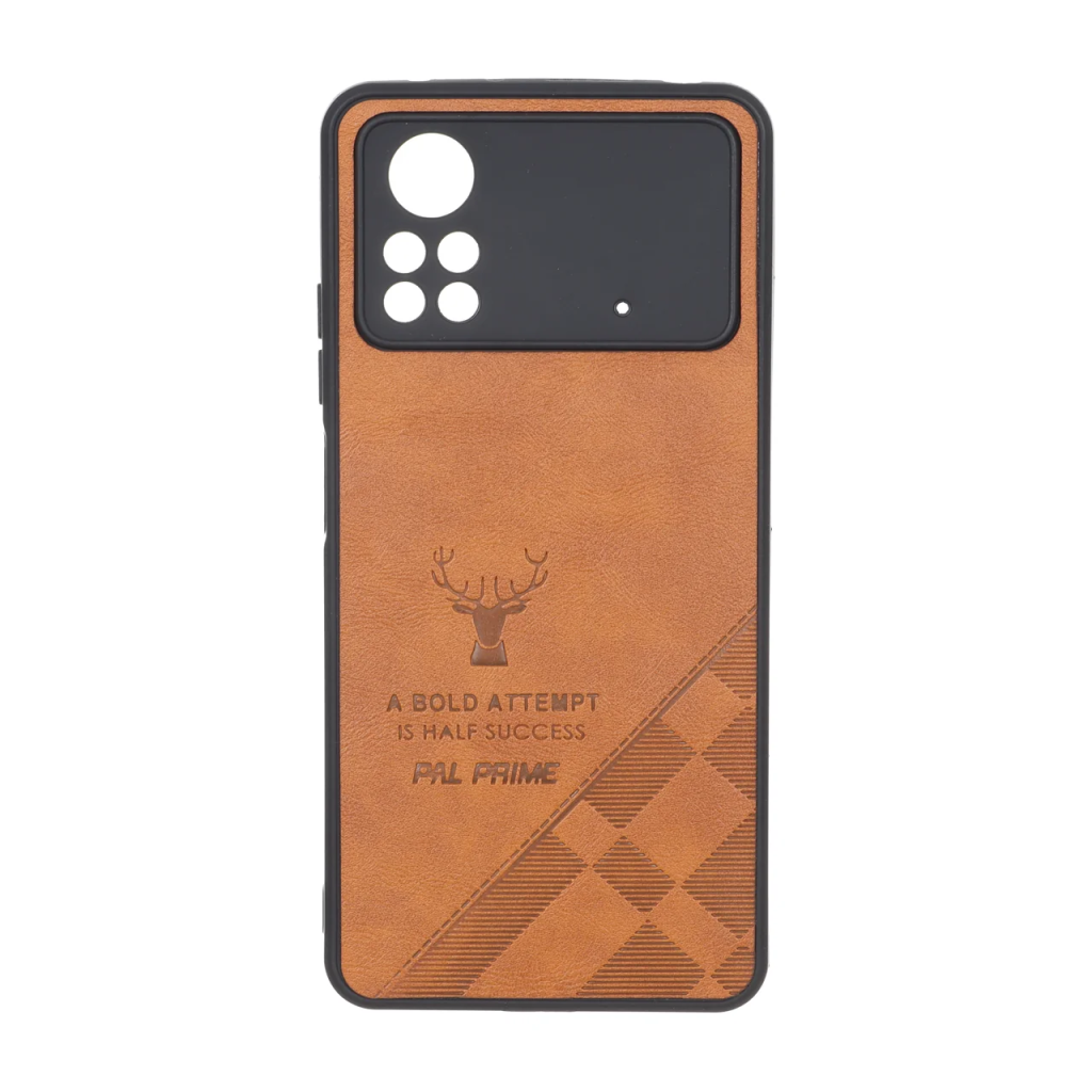 قاب طرح چرم گوزنی Pal Prime مدل Xiaomi Poco X4 Pro - عسلی