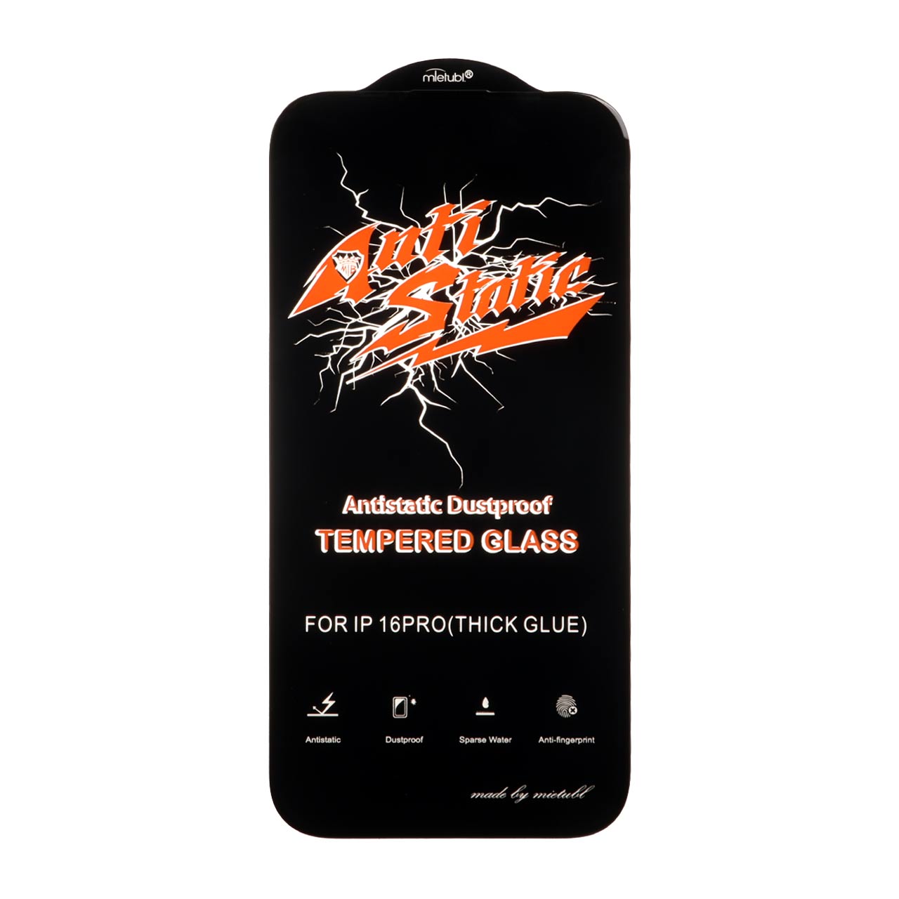 محافظ صفحه نمایش شیشه ای Full Cover Anti Static Mietubl مدل Apple iPhone 17 / iPhone 16 Pro - مشکی (بدون پک)